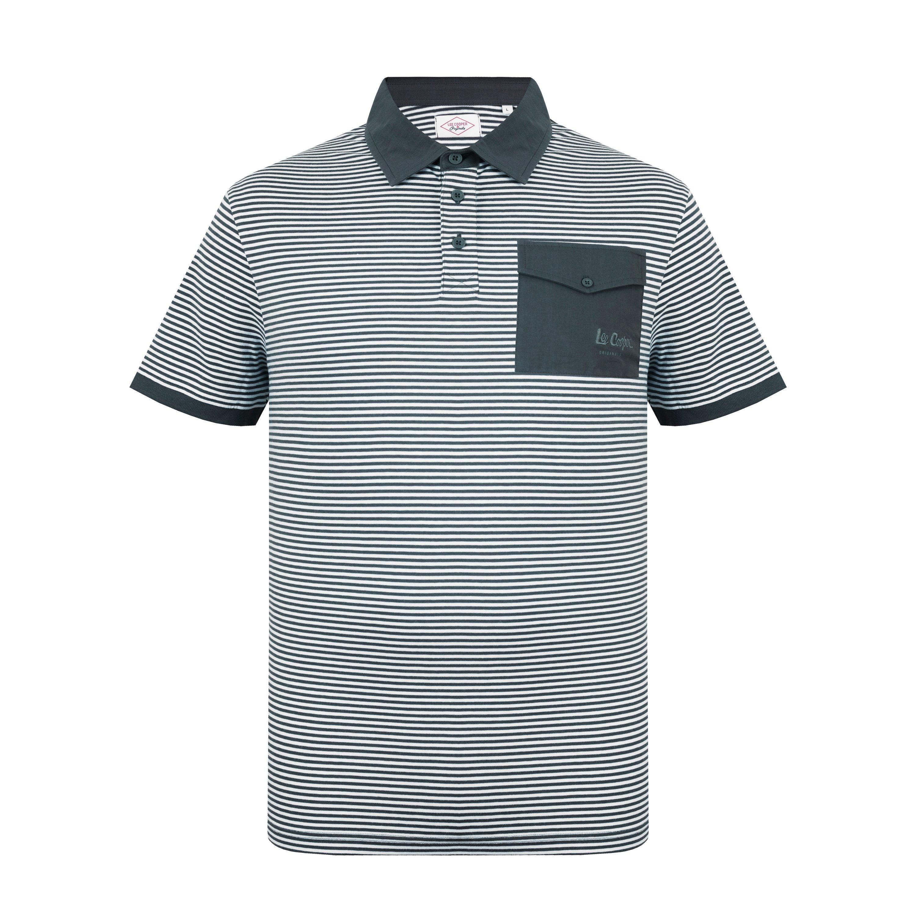 Charc/whit - Lee Cooper - Stripe Polo Mens - 5