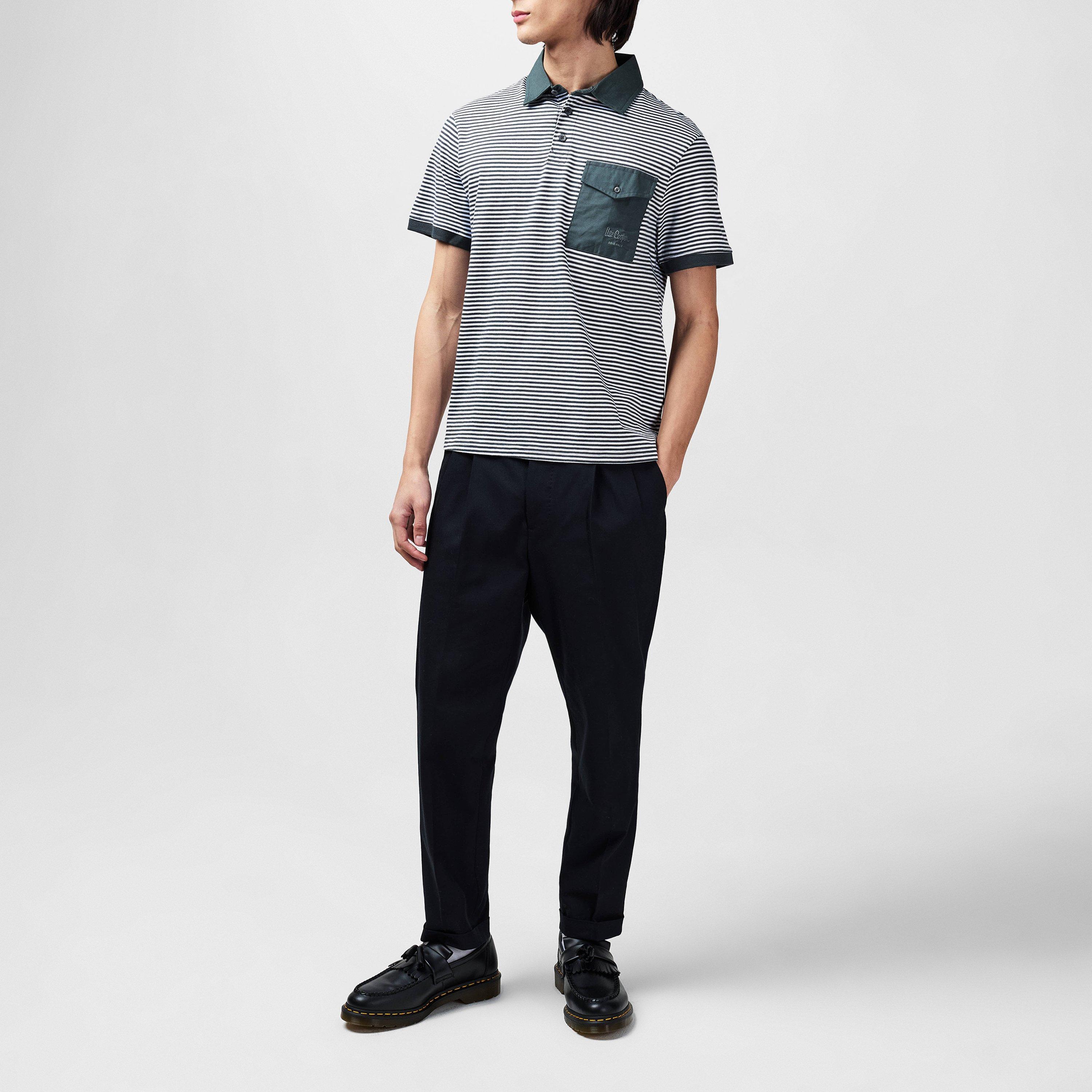 Charc/whit - Lee Cooper - Stripe Polo Mens - 4