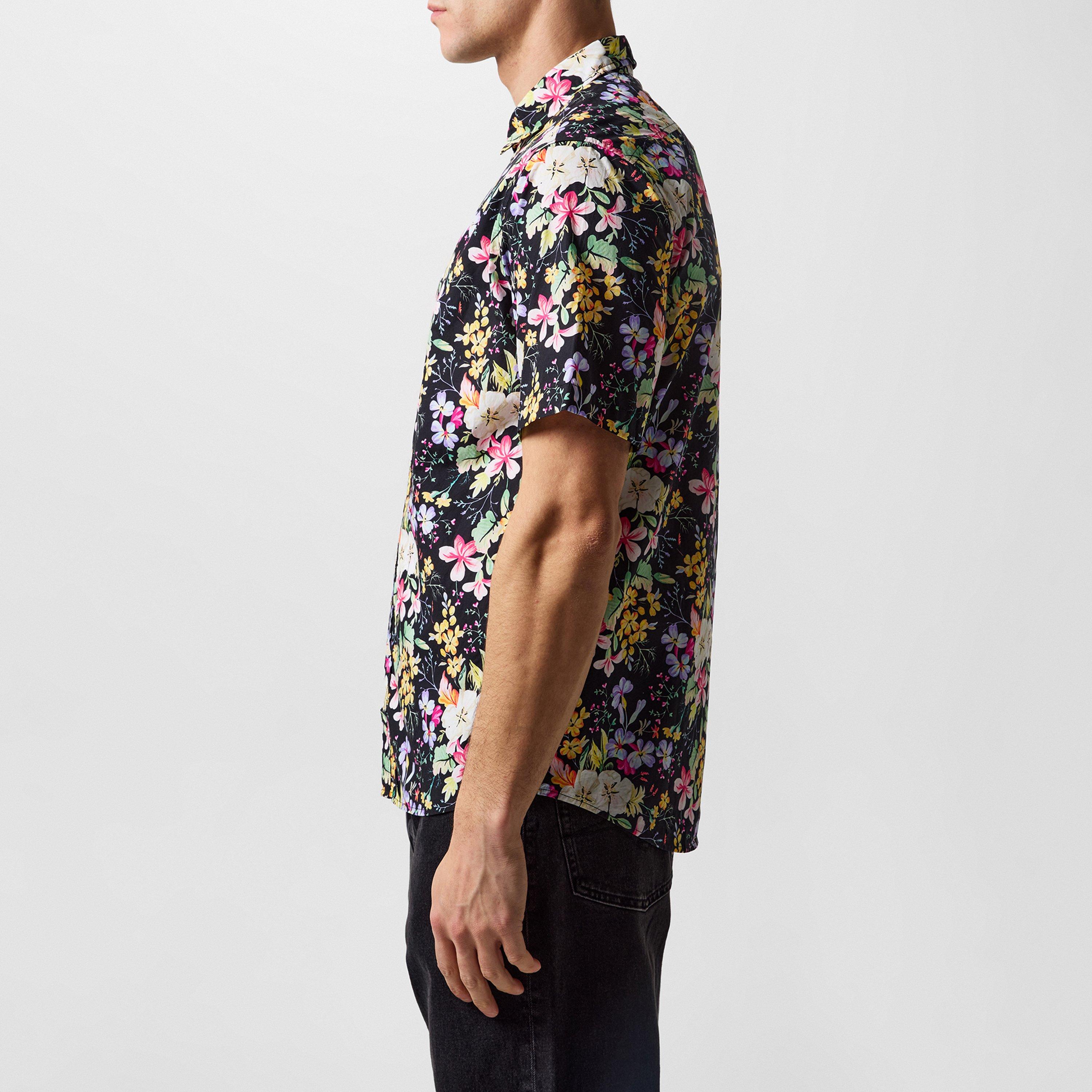 Black 010 - Replay - Men's Floral Print Short-Sleeve Patterned Shirt - 2
