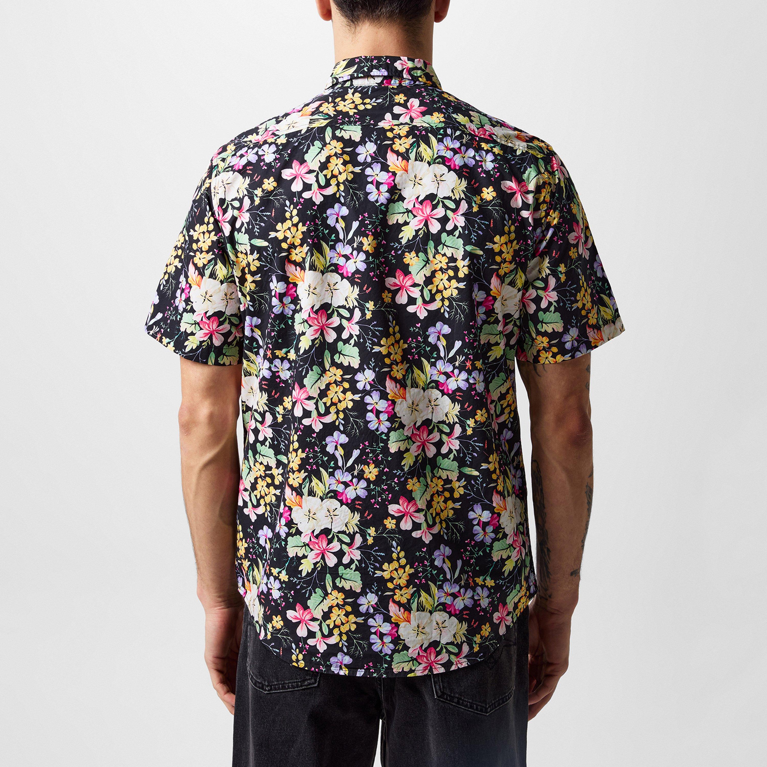 Black 010 - Replay - Men's Floral Print Short-Sleeve Patterned Shirt - 3