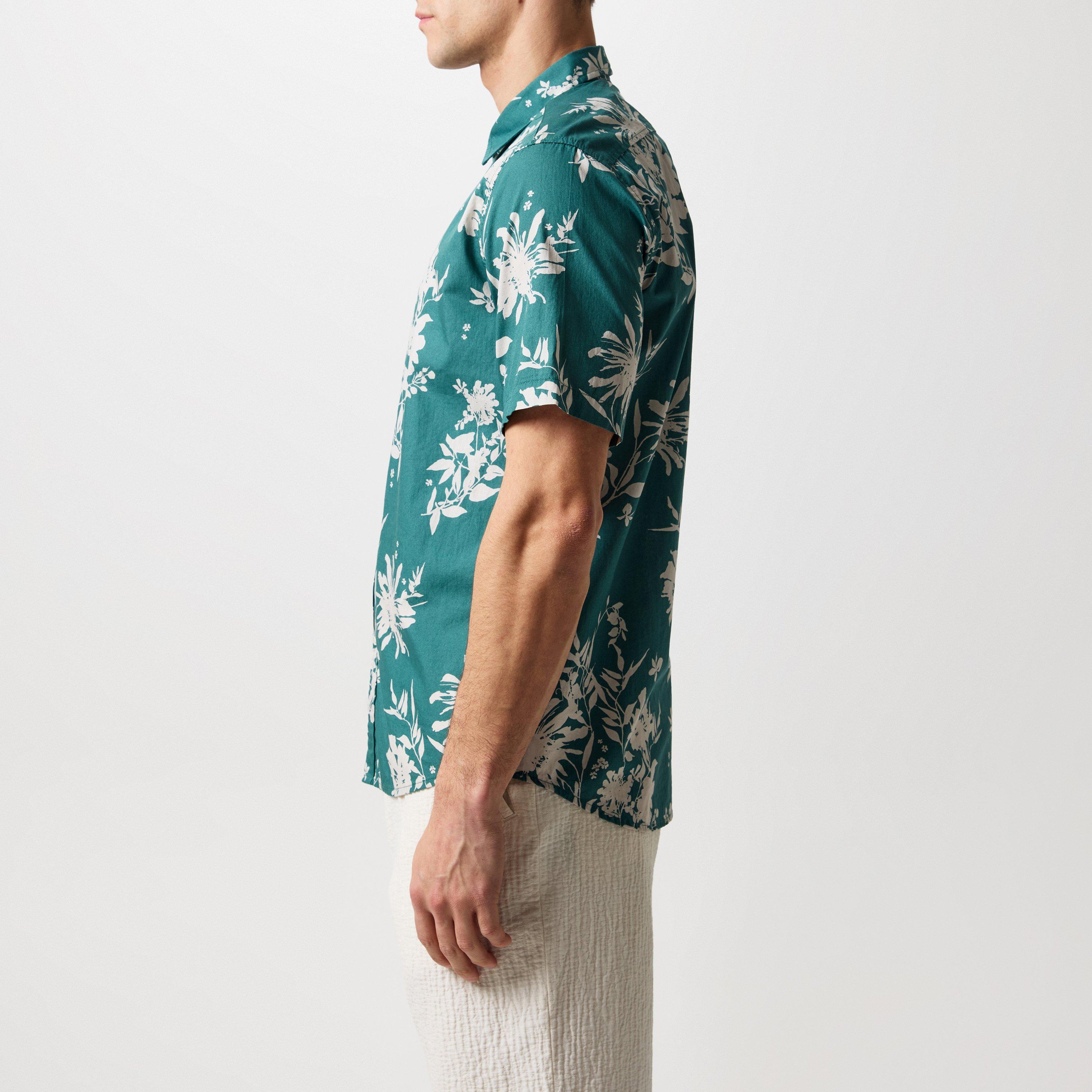 Green 010 - Replay - Men's Floral Print Short-Sleeve Patterned Shirt - 2
