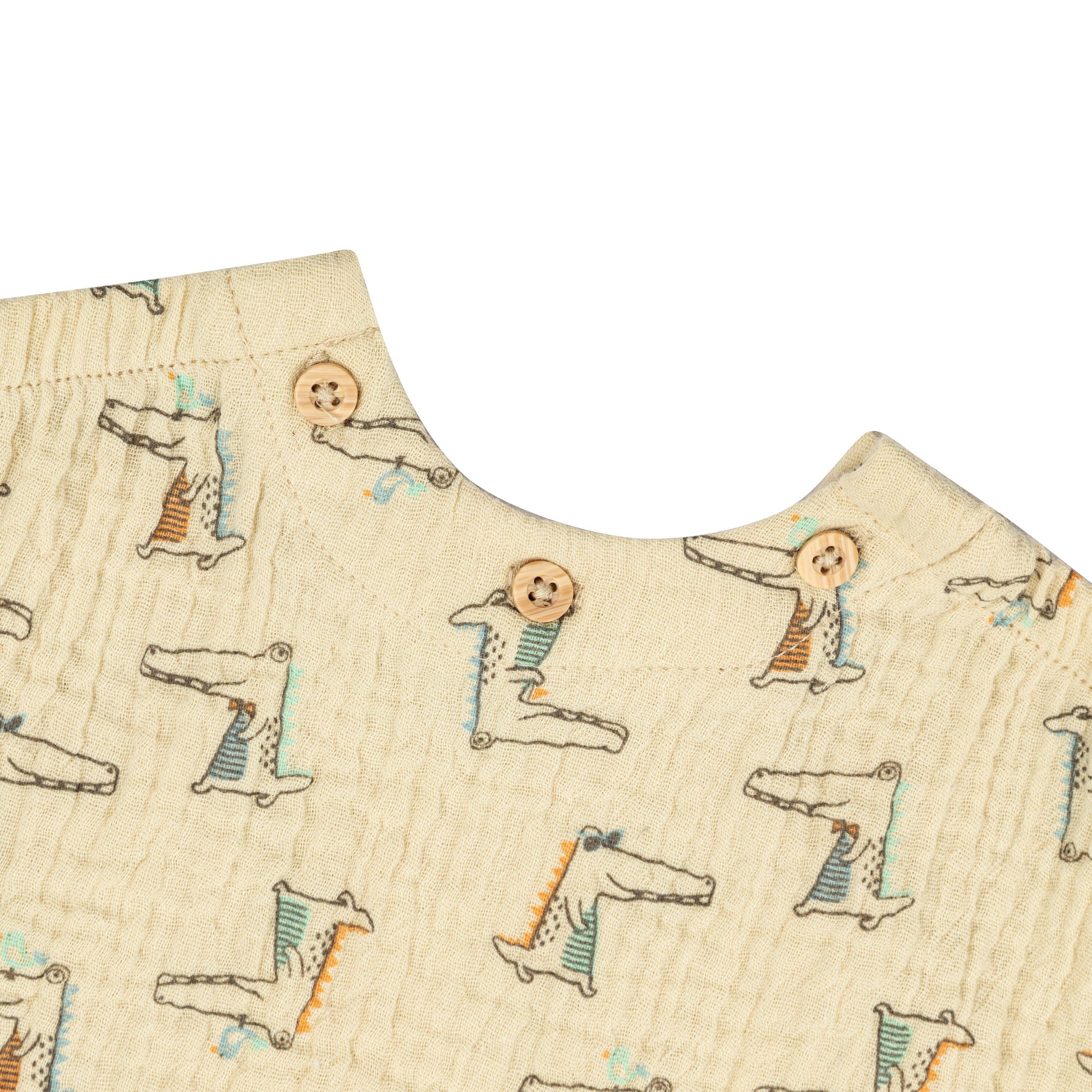 BEIGE - Hello World - Studio Button-Up Bodysuit - 3