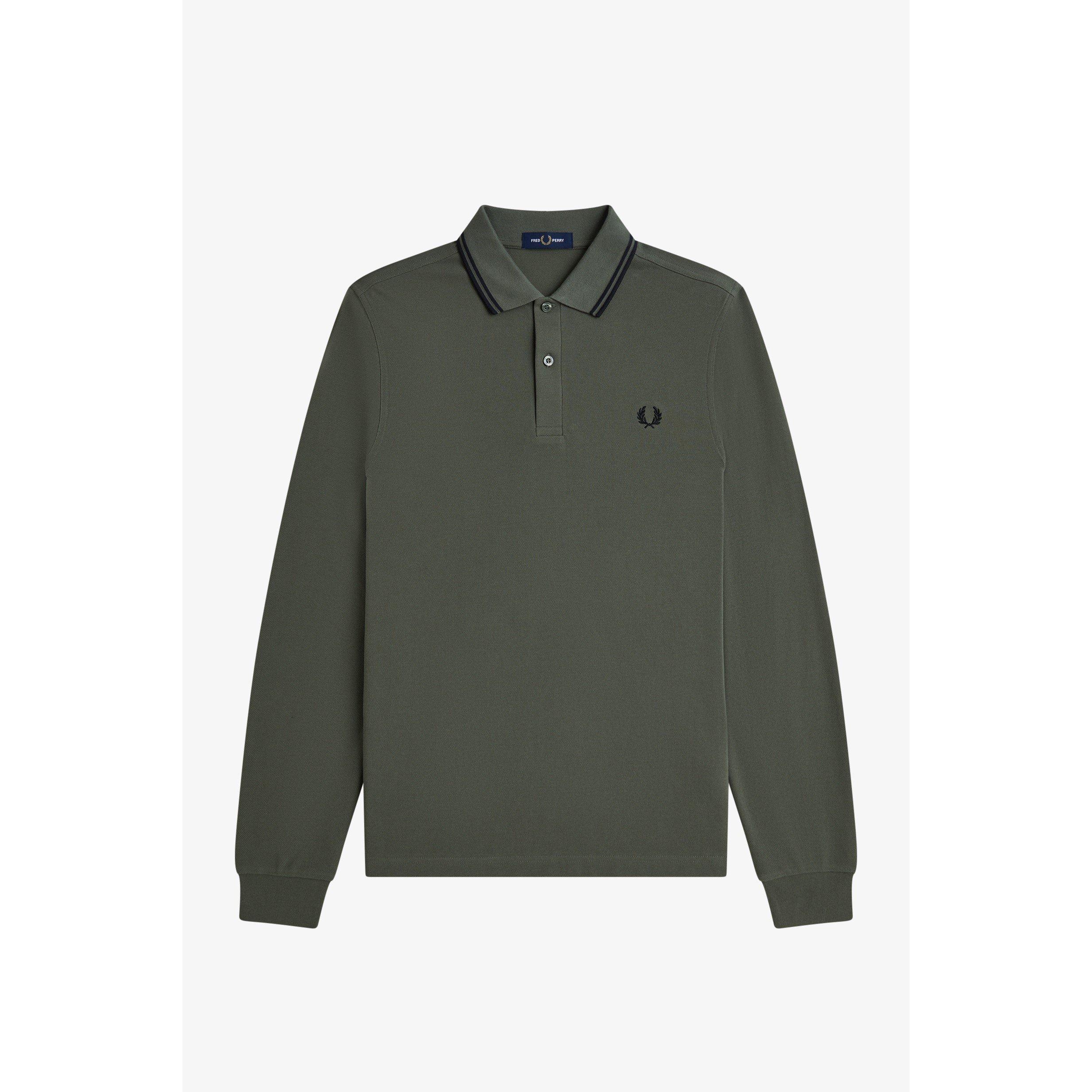 Fred Perry Men's Long Sleeve Twin Tipped Polo Shirt - Wrth Grn Z50 - M