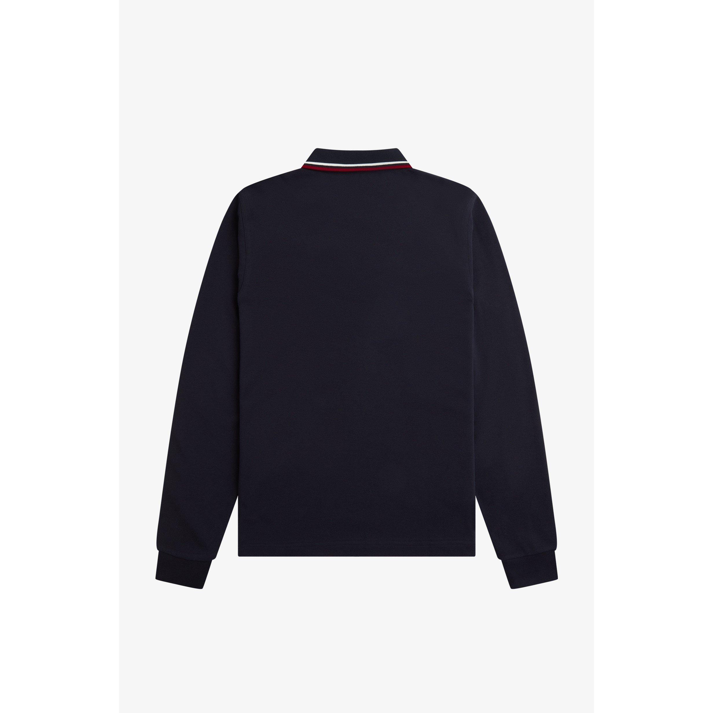 Navy T55 - Fred Perry - Long Sleeve Twin Tipped Polo Shirt - 2