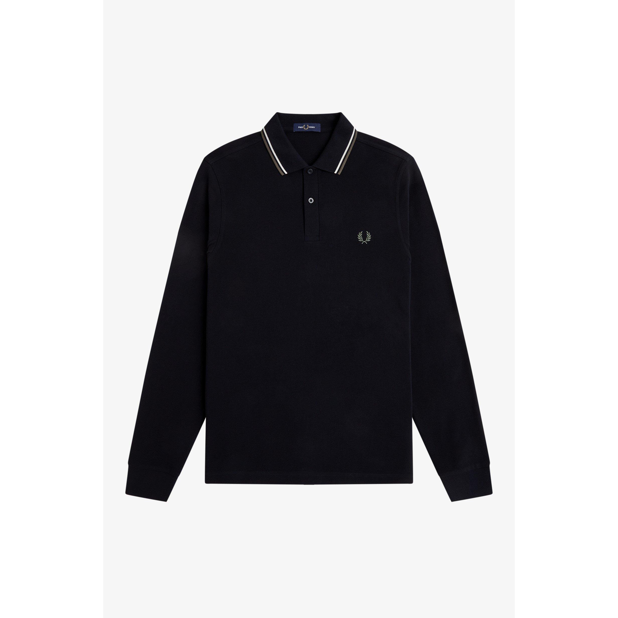 トップス Fred Perry Long Sleeve Ribbed Polo Shirt Fred Perry | Long Sleeve Twin Tipped Polo Shirt | Sports Direct