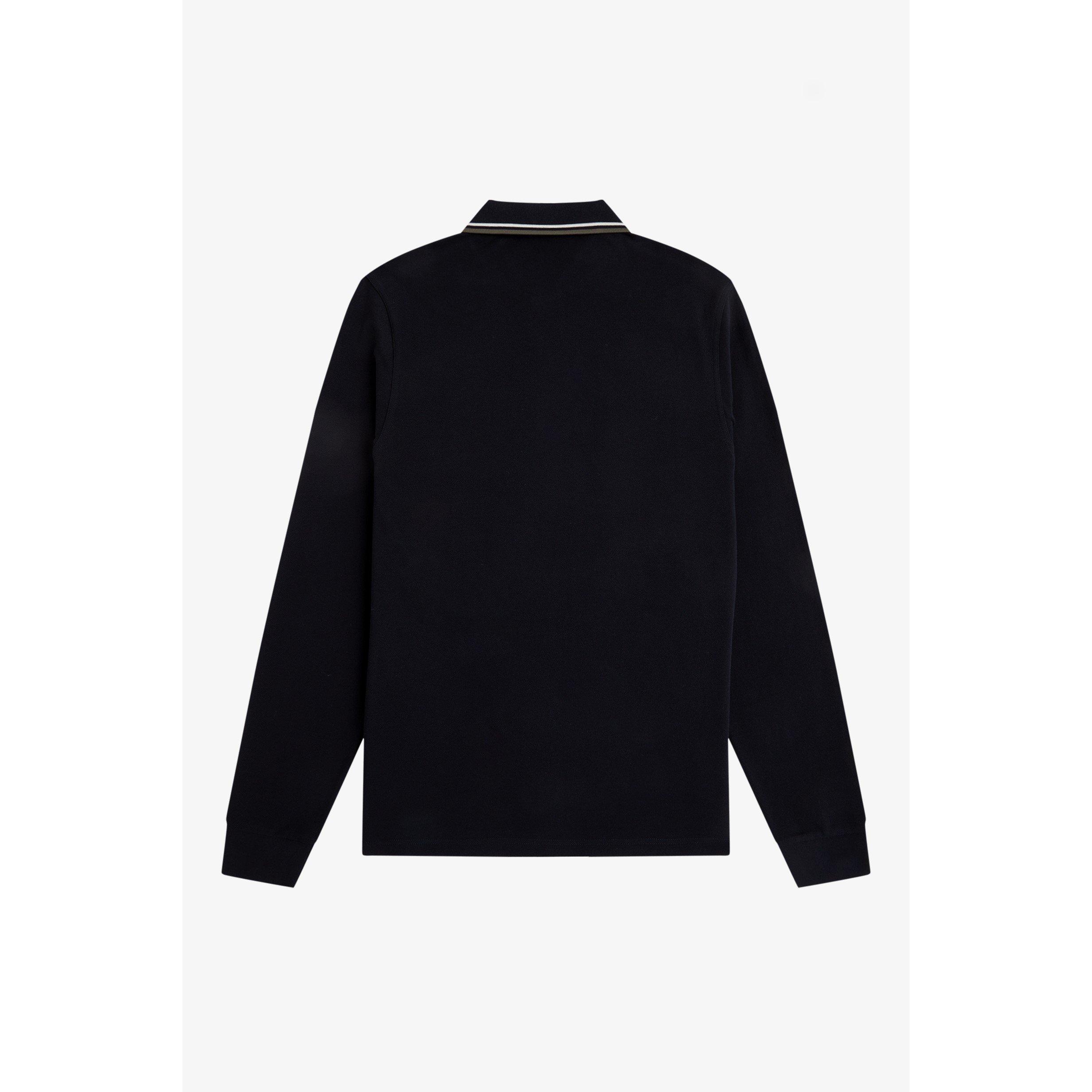 Black W54 - Fred Perry - Long Sleeve Twin Tipped Polo Shirt - 2