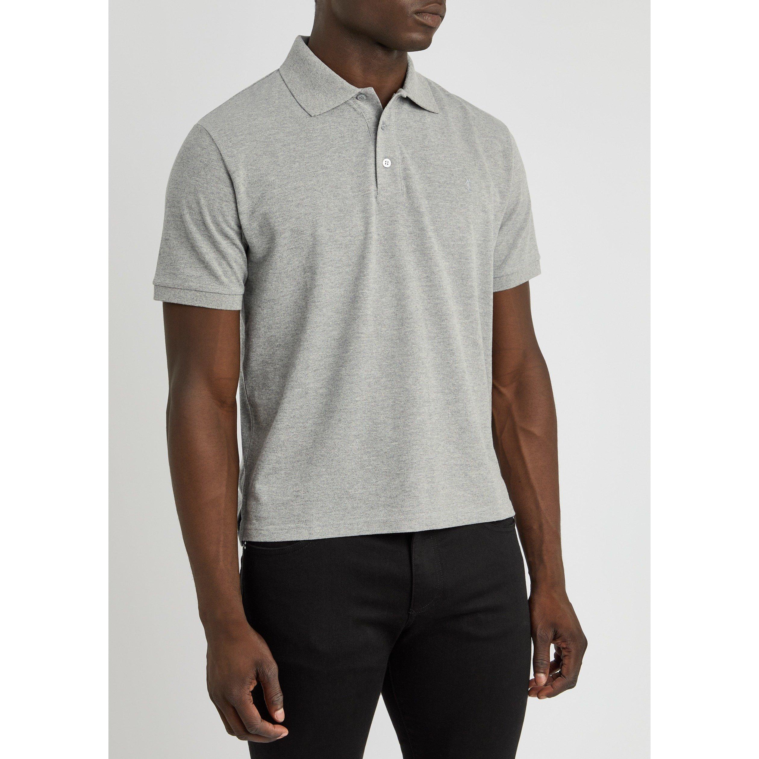 GREY - Saint Laurent - YSL PIQYE LOGO POLO - 2