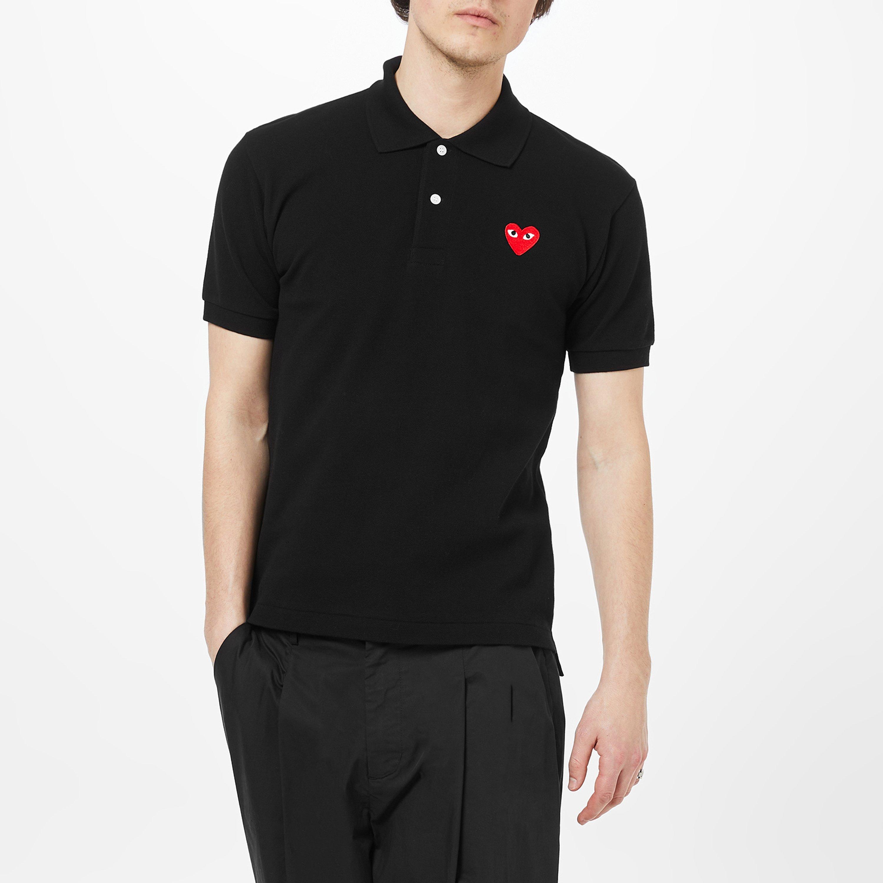 Black/Red - Comme des Garcons PLAY - Embroidered Logo Polo Shirt - 3