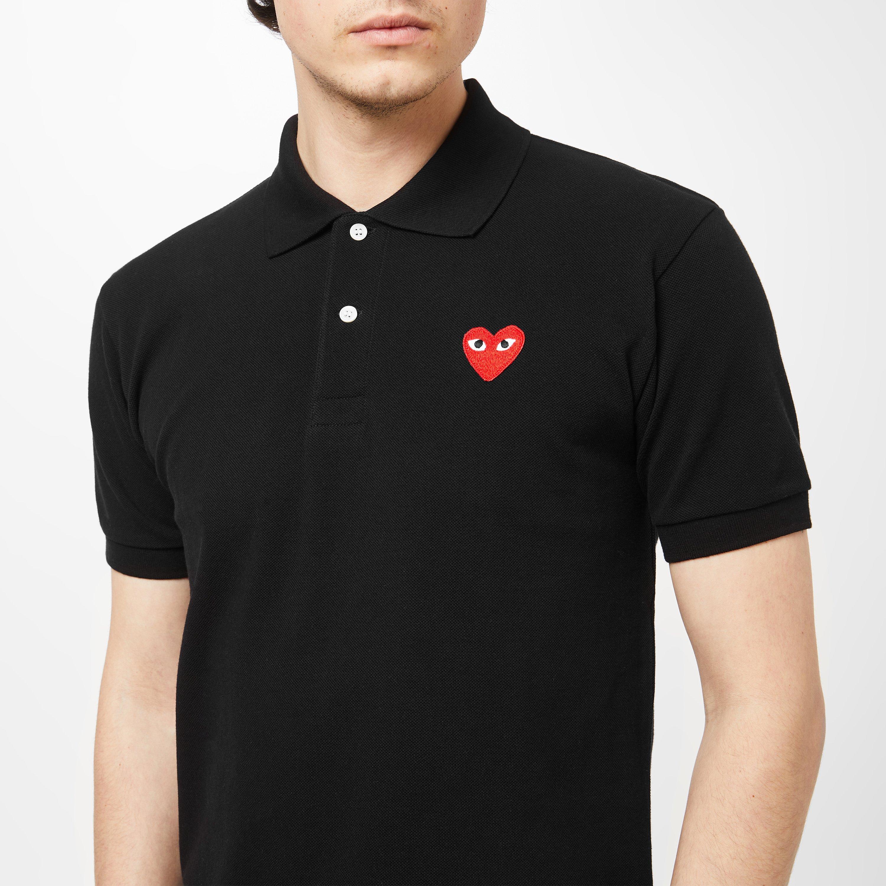 Black/Red - Comme des Garcons PLAY - Embroidered Logo Polo Shirt - 5