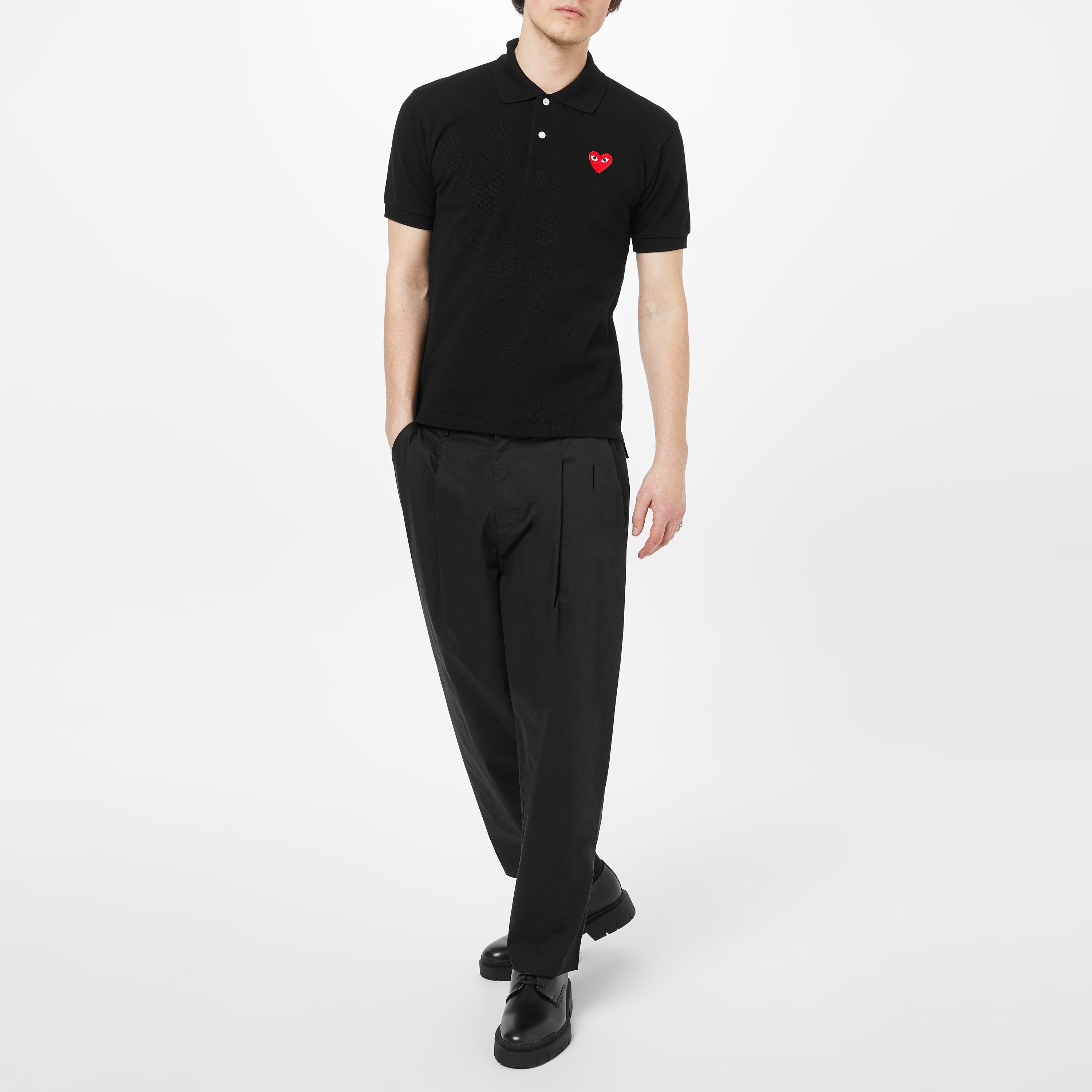Black/Red - Comme des Garcons PLAY - Embroidered Logo Polo Shirt - 6