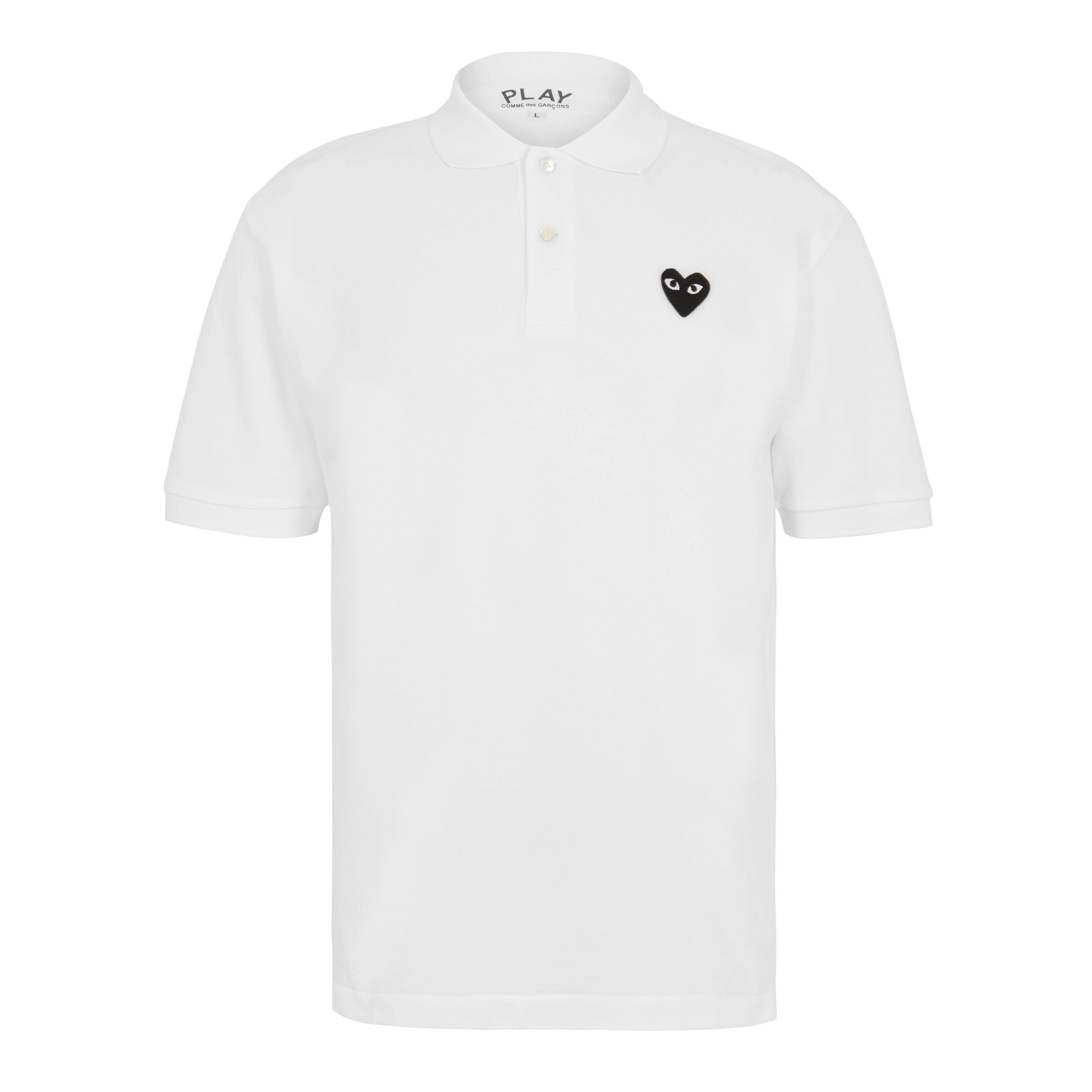 White/Black - Comme des Garcons PLAY - Embroidered Logo Polo Shirt - 1