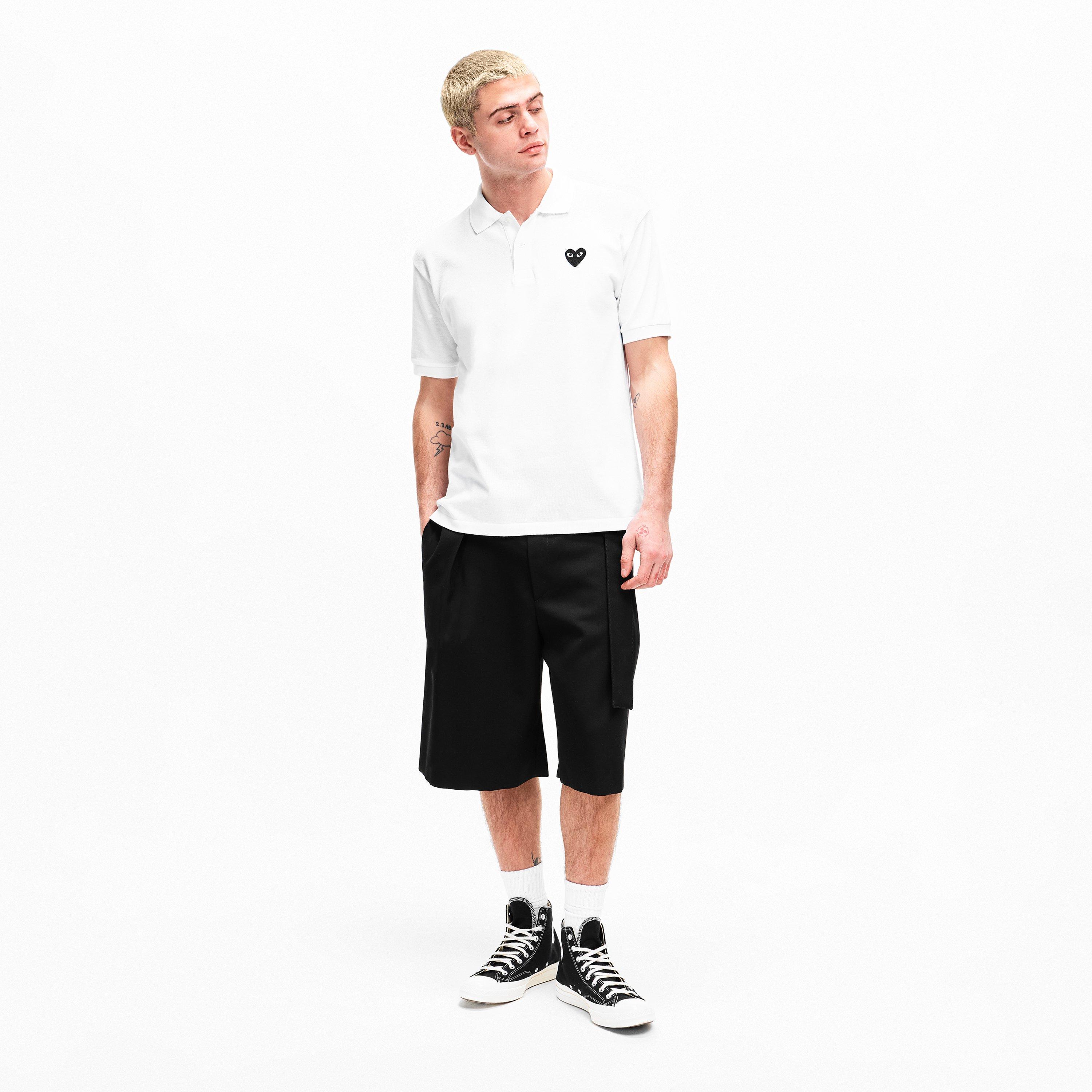 White/Black - Comme des Garcons PLAY - Embroidered Logo Polo Shirt - 5