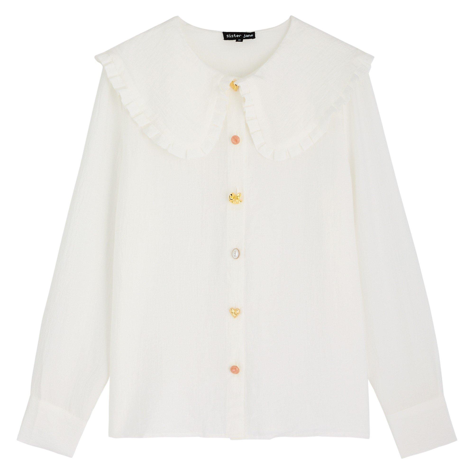 WHITE - Sister Jane - BL Royale Mixed Button Blouse