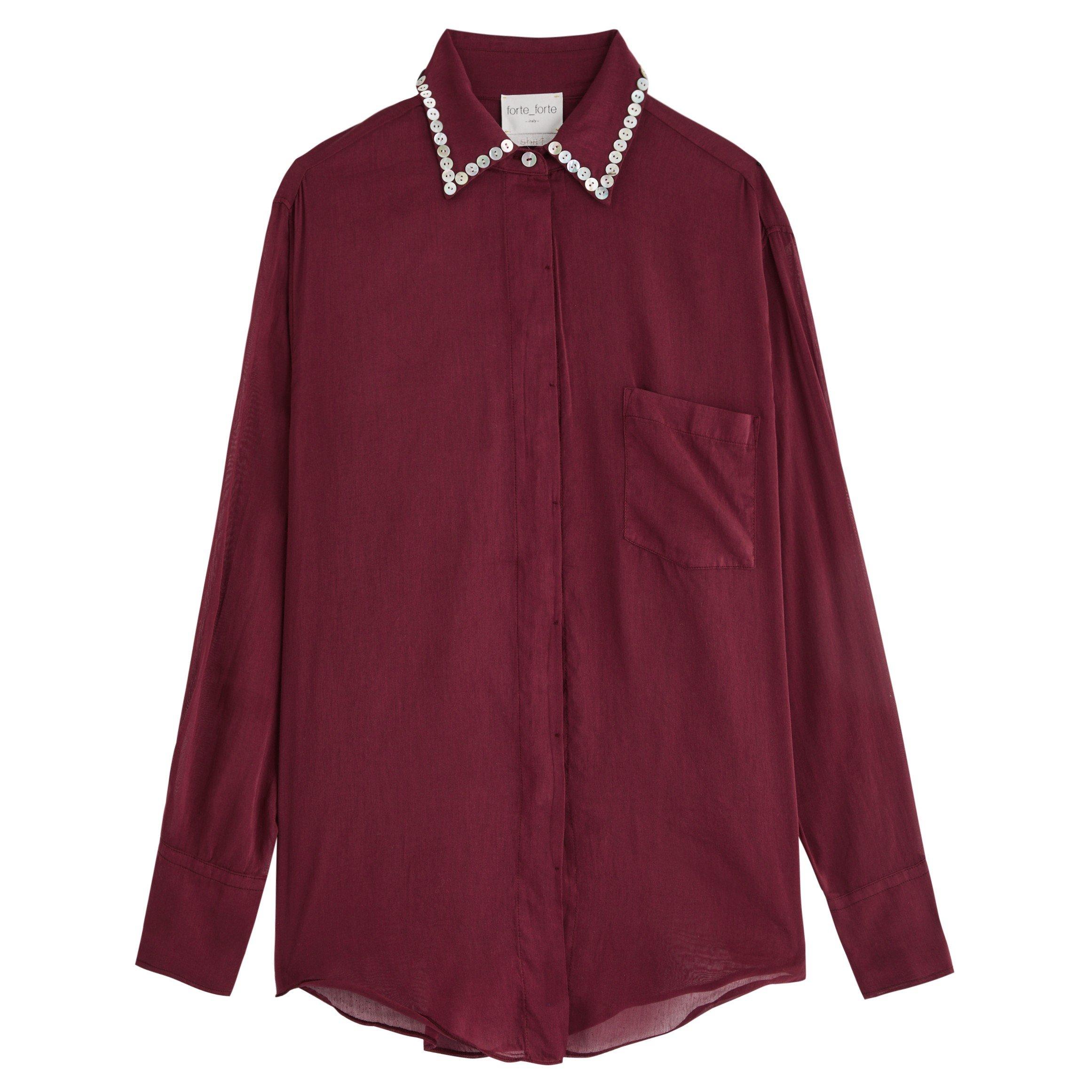 BURGUNDY - Forte Forte - co/se voile pearl embroidery b