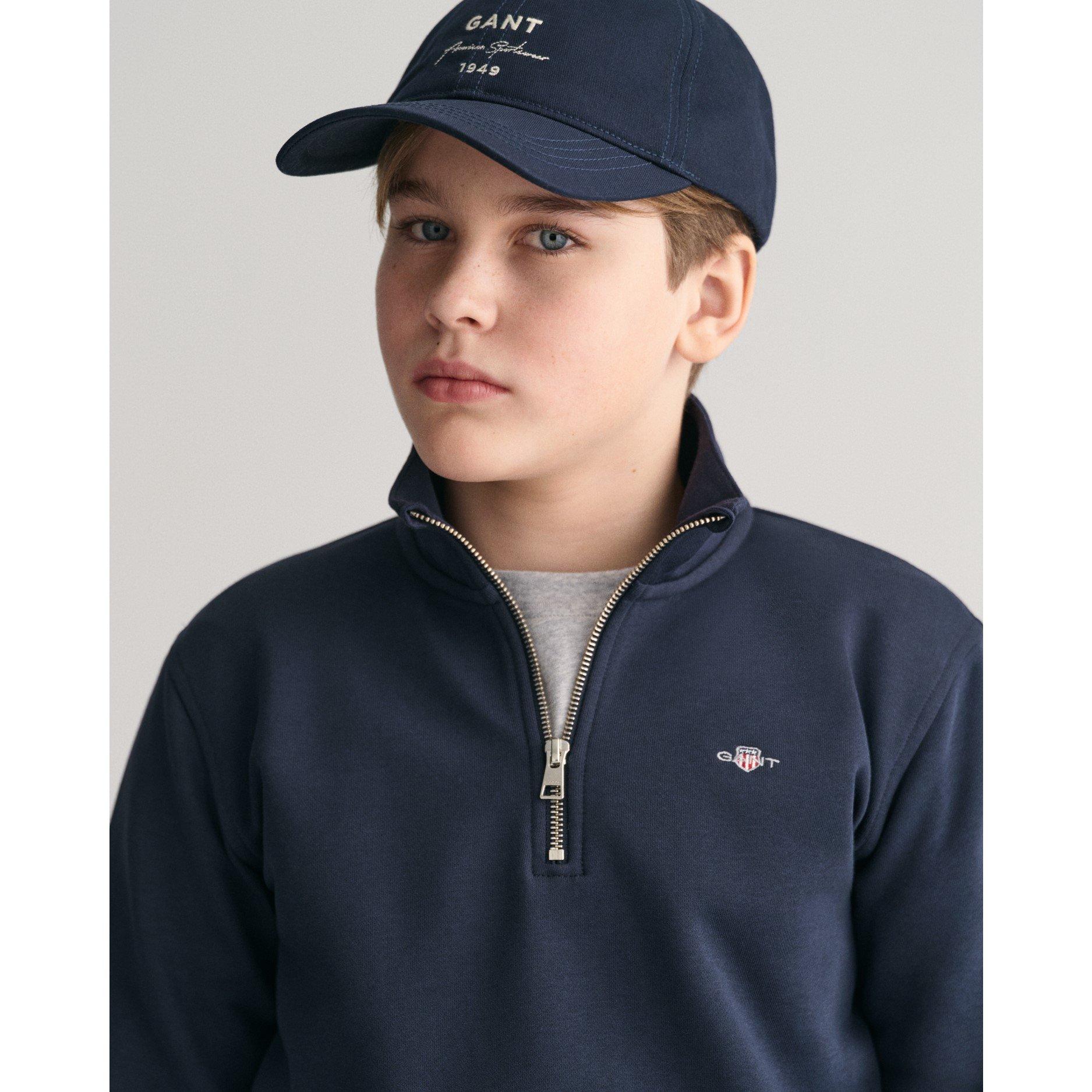 Evening Blu 433 - Gant - Unisex Kids' Quarter-Zip Logo Fleece - 3