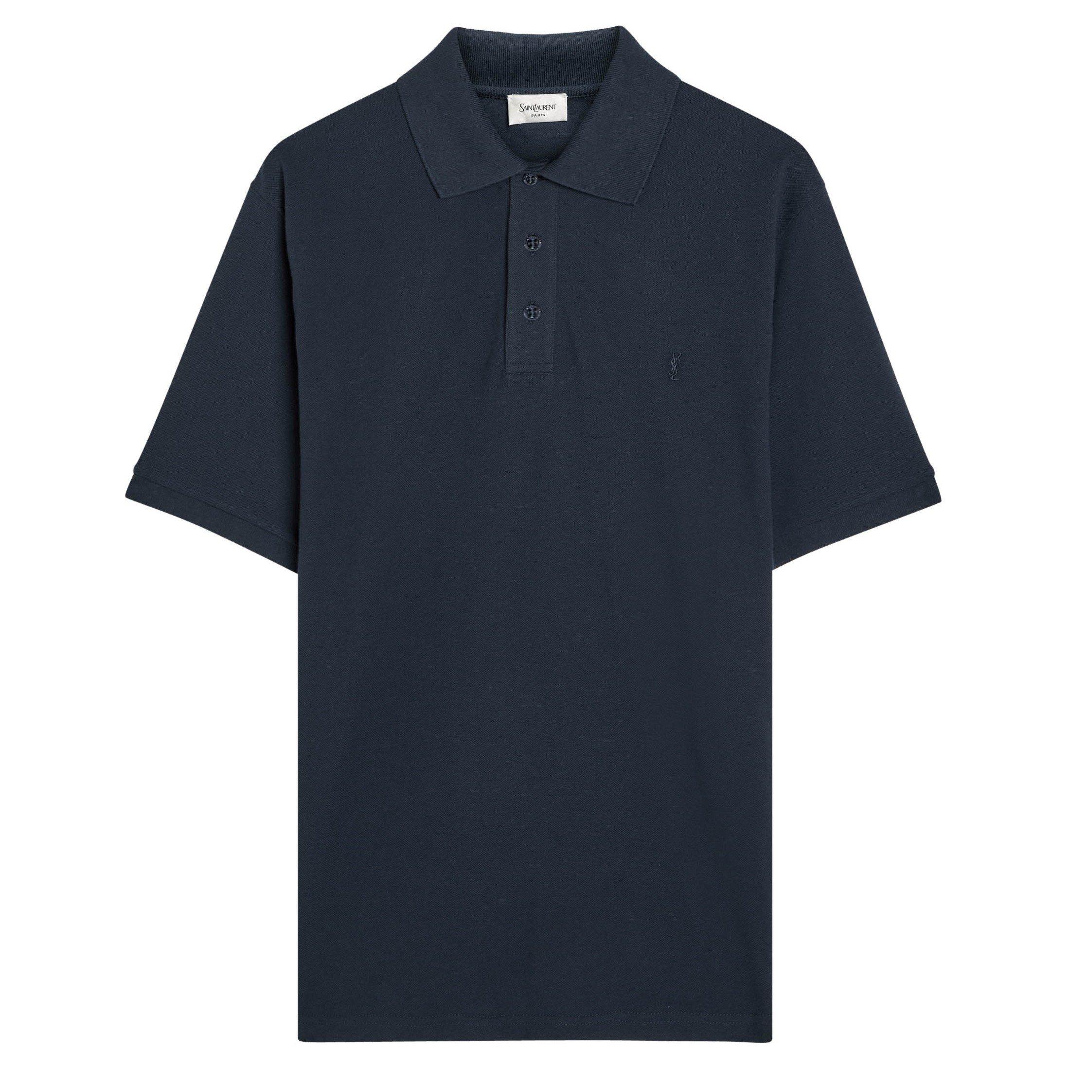 NAVY - Saint Laurent - YSL PIQUE COTON POLYESTER POLO