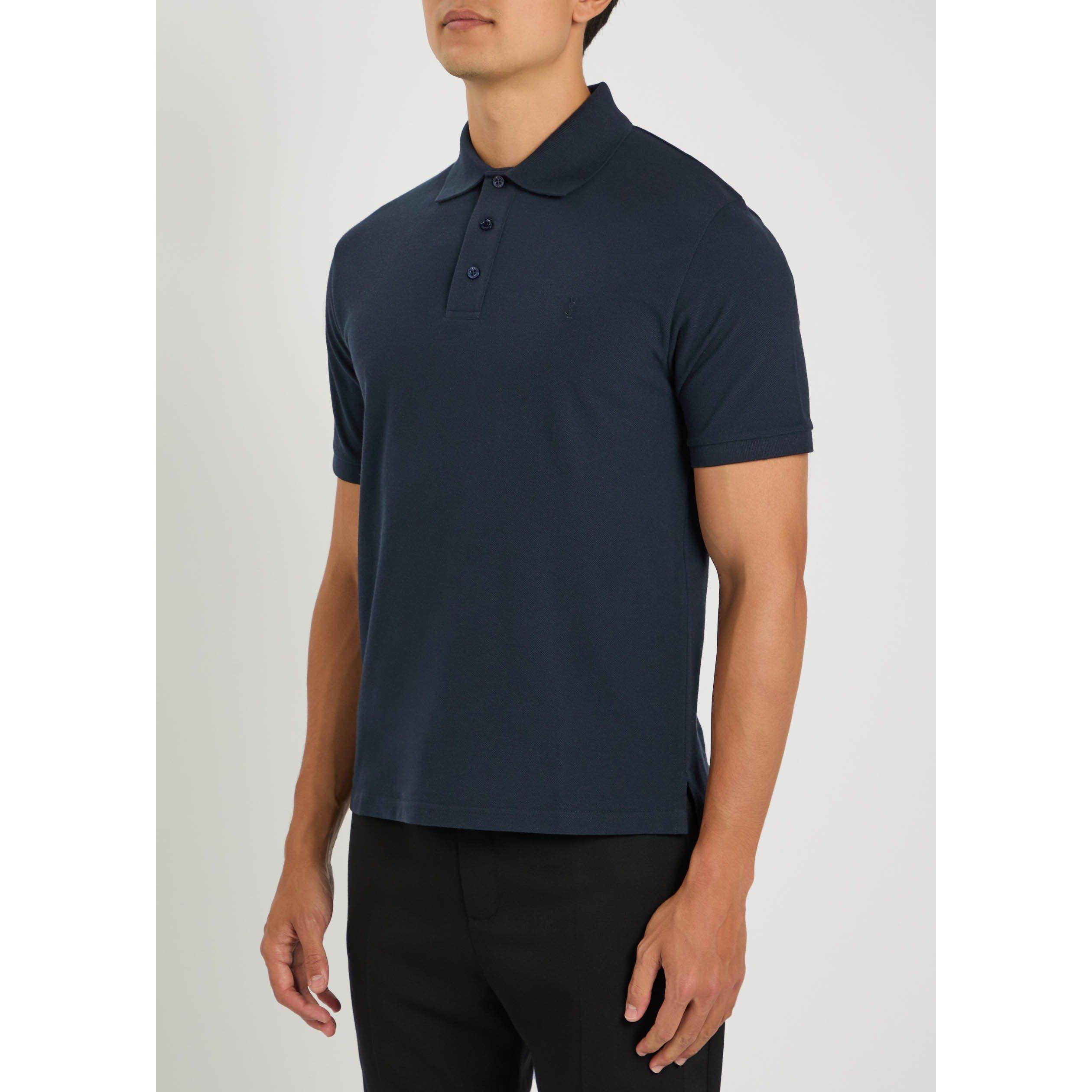 NAVY - Saint Laurent - YSL PIQUE COTON POLYESTER POLO - 2