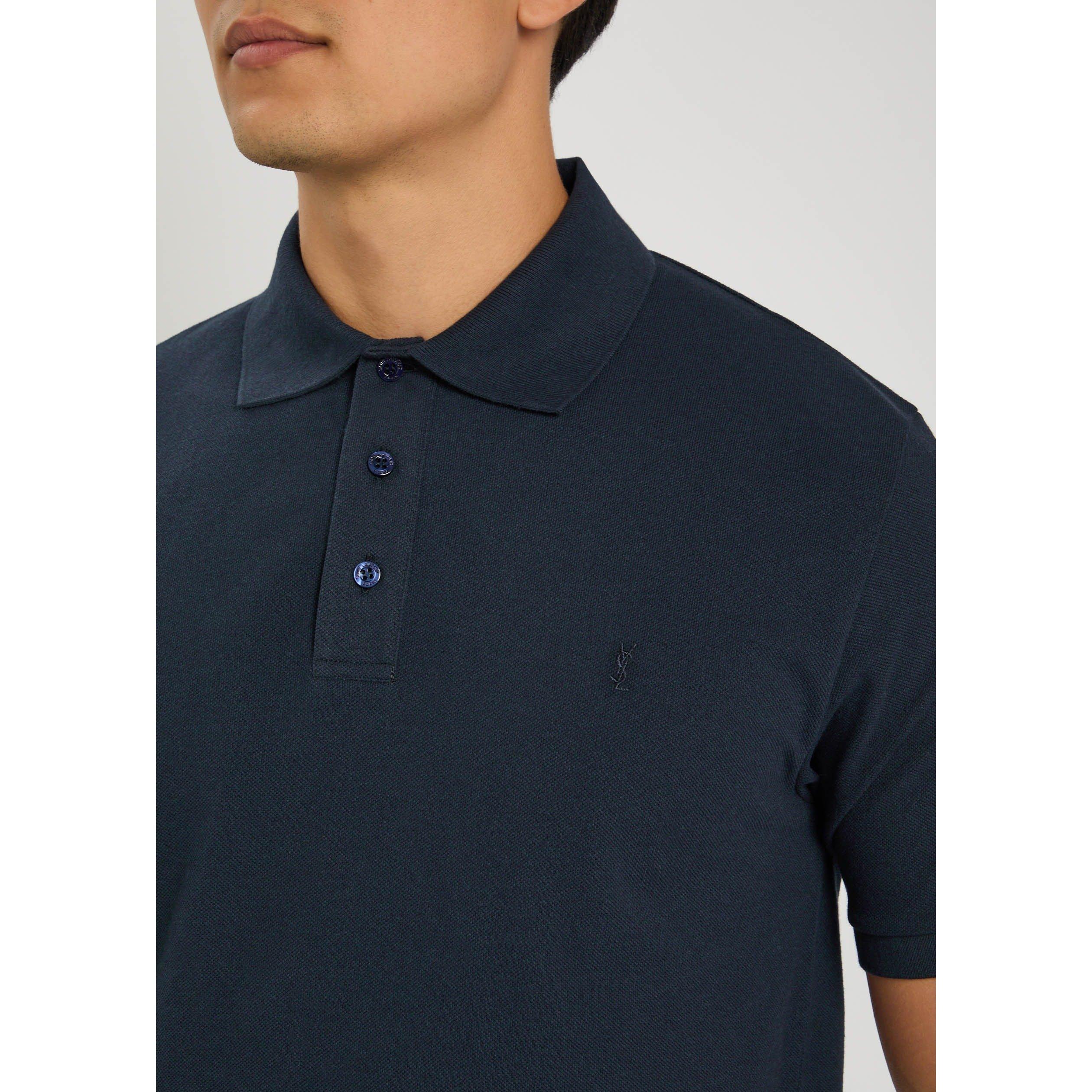 NAVY - Saint Laurent - YSL PIQUE COTON POLYESTER POLO - 4