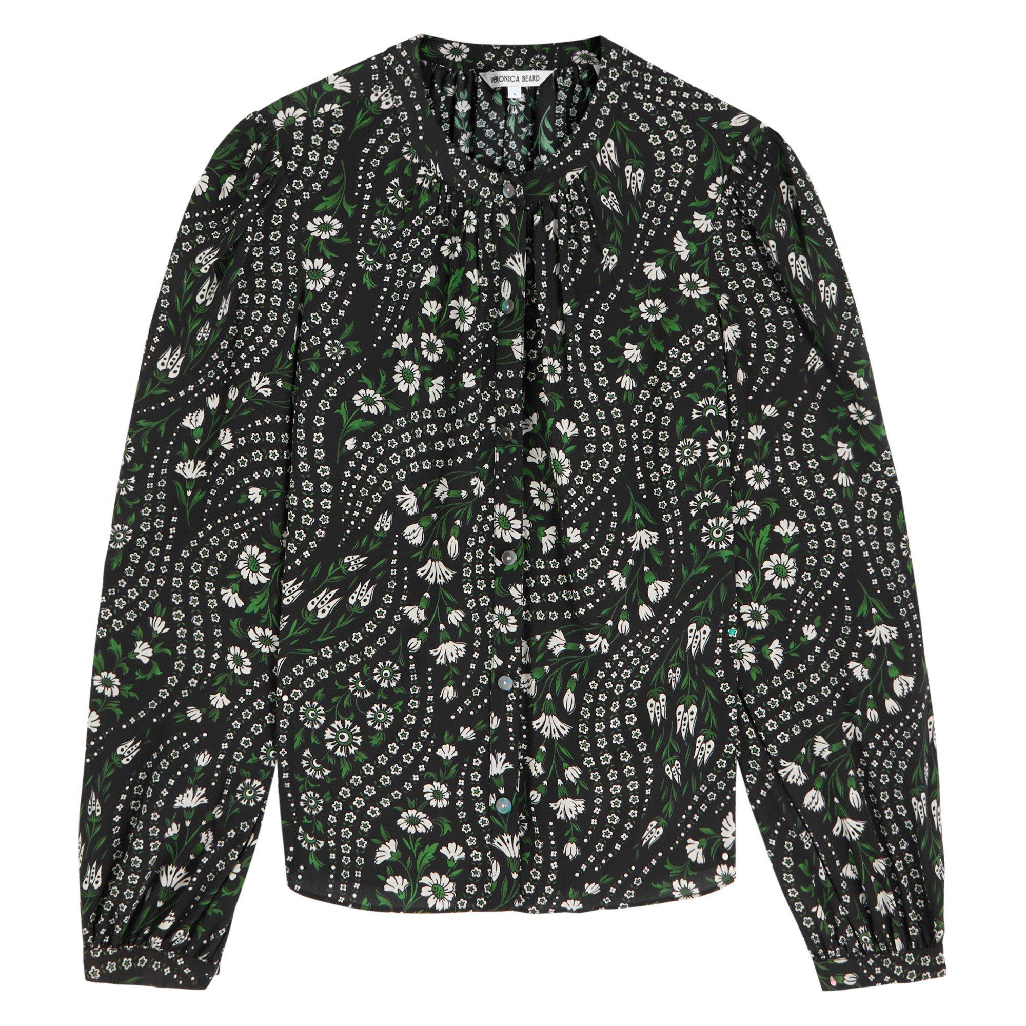 BLACK AND OTHER - Veronica Beard - Women's Ashlynn Floral Silk Long-Sleeve Blouse