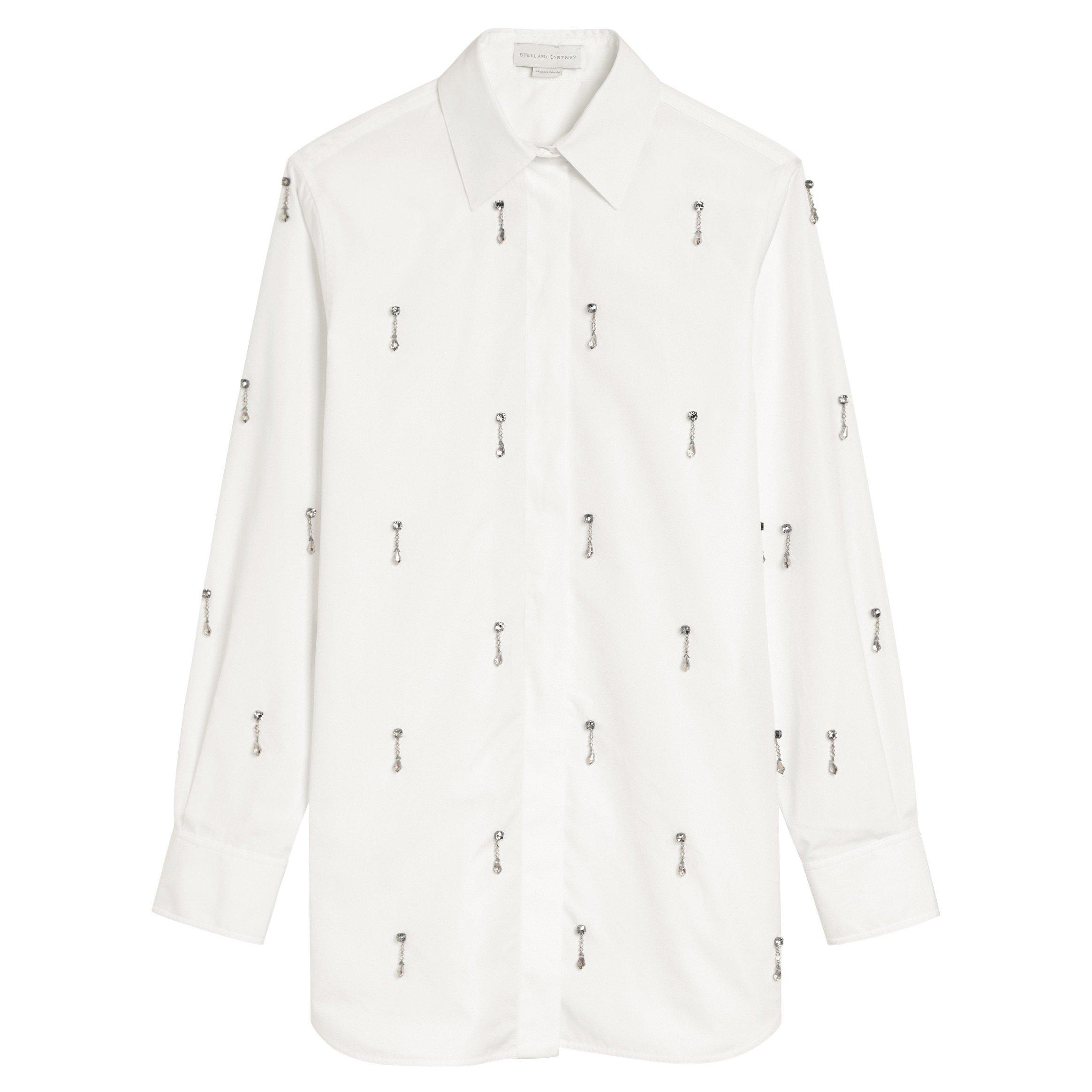 WHITE - Stella McCartney - CRYSTAL EMB POPLIN SHIRT