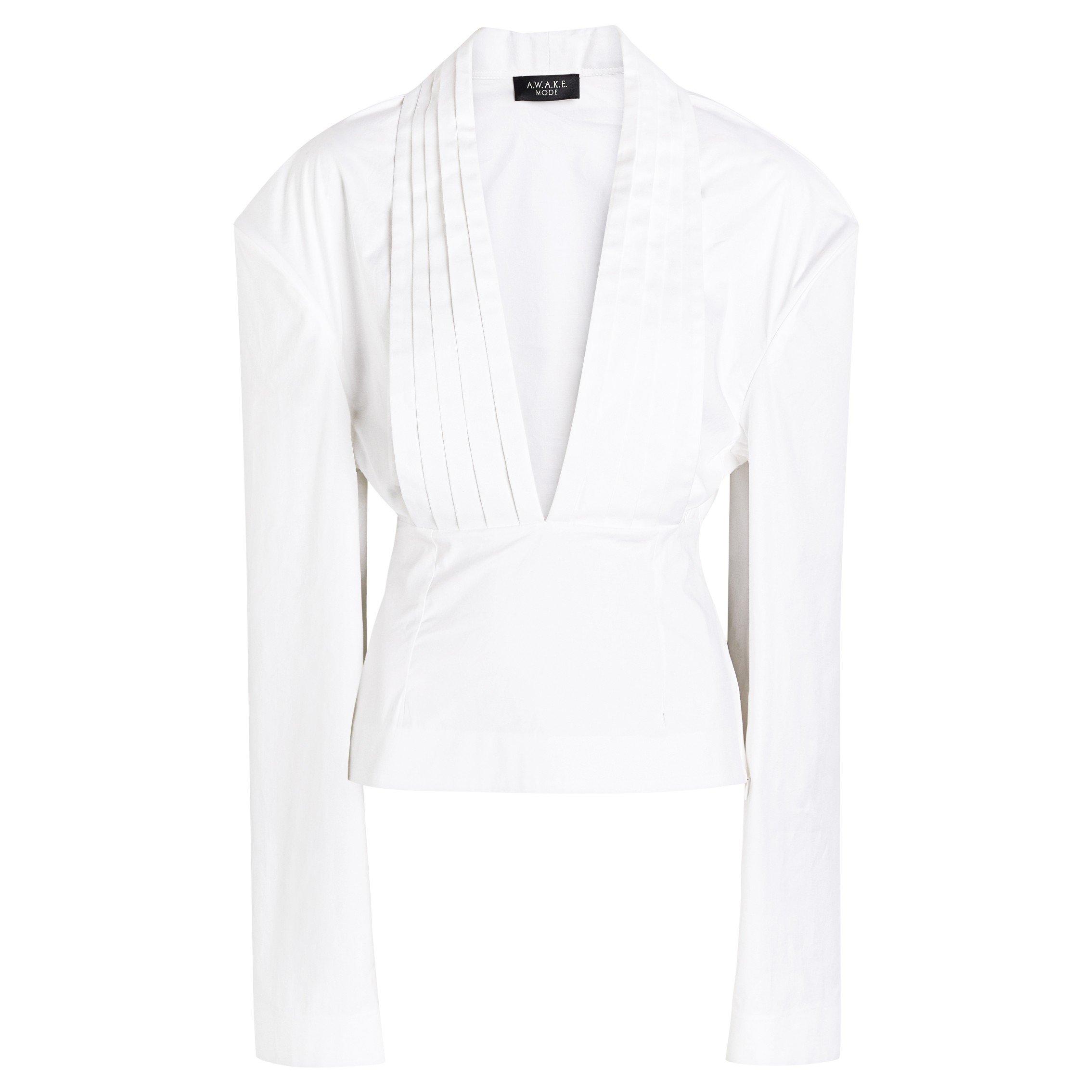 WHITE - Unknown - CUMMERBUND COLLAR TUXEDO TOP