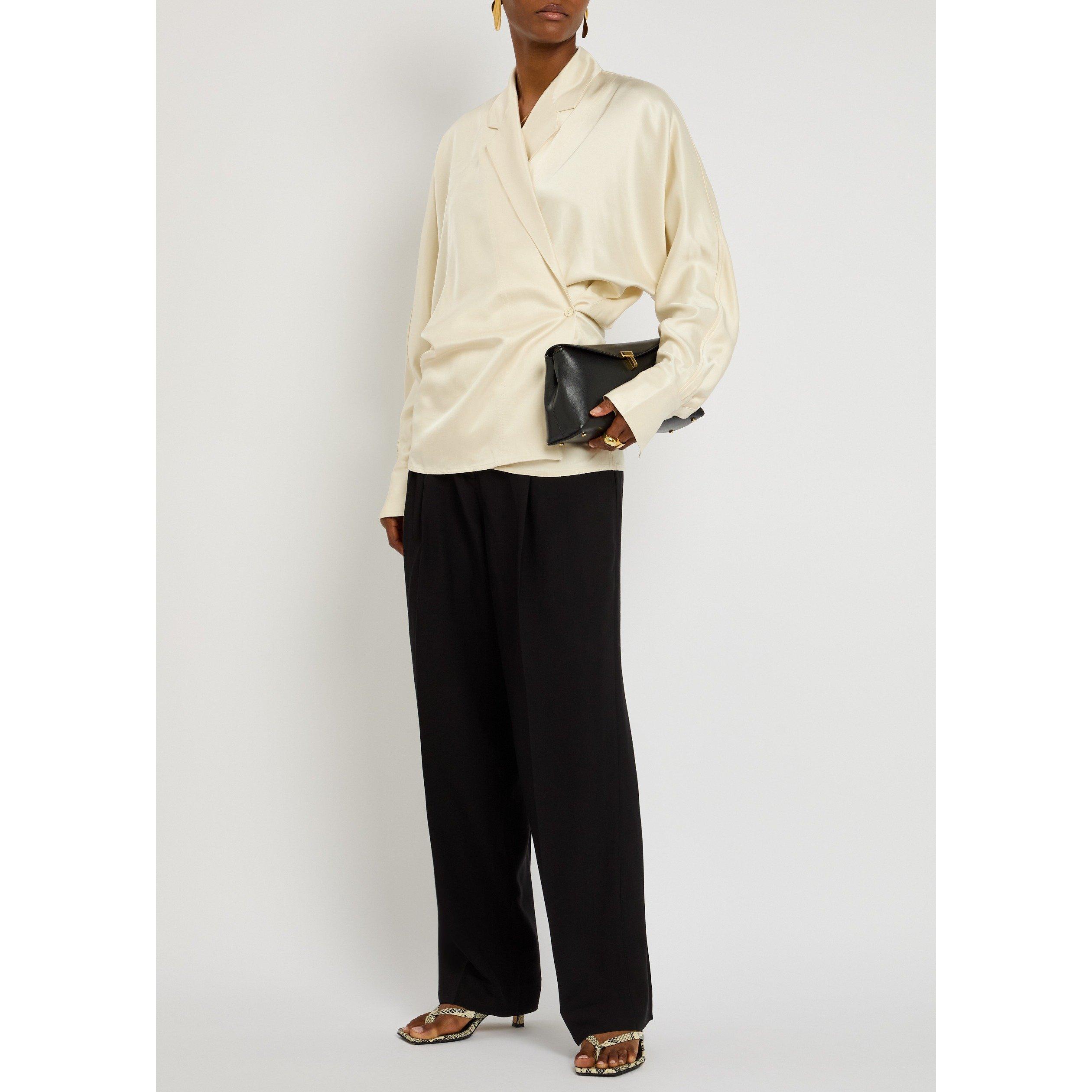 BLACK - Toteme - DOUBLE PLEAT STRAIGHT TROUSER - 5