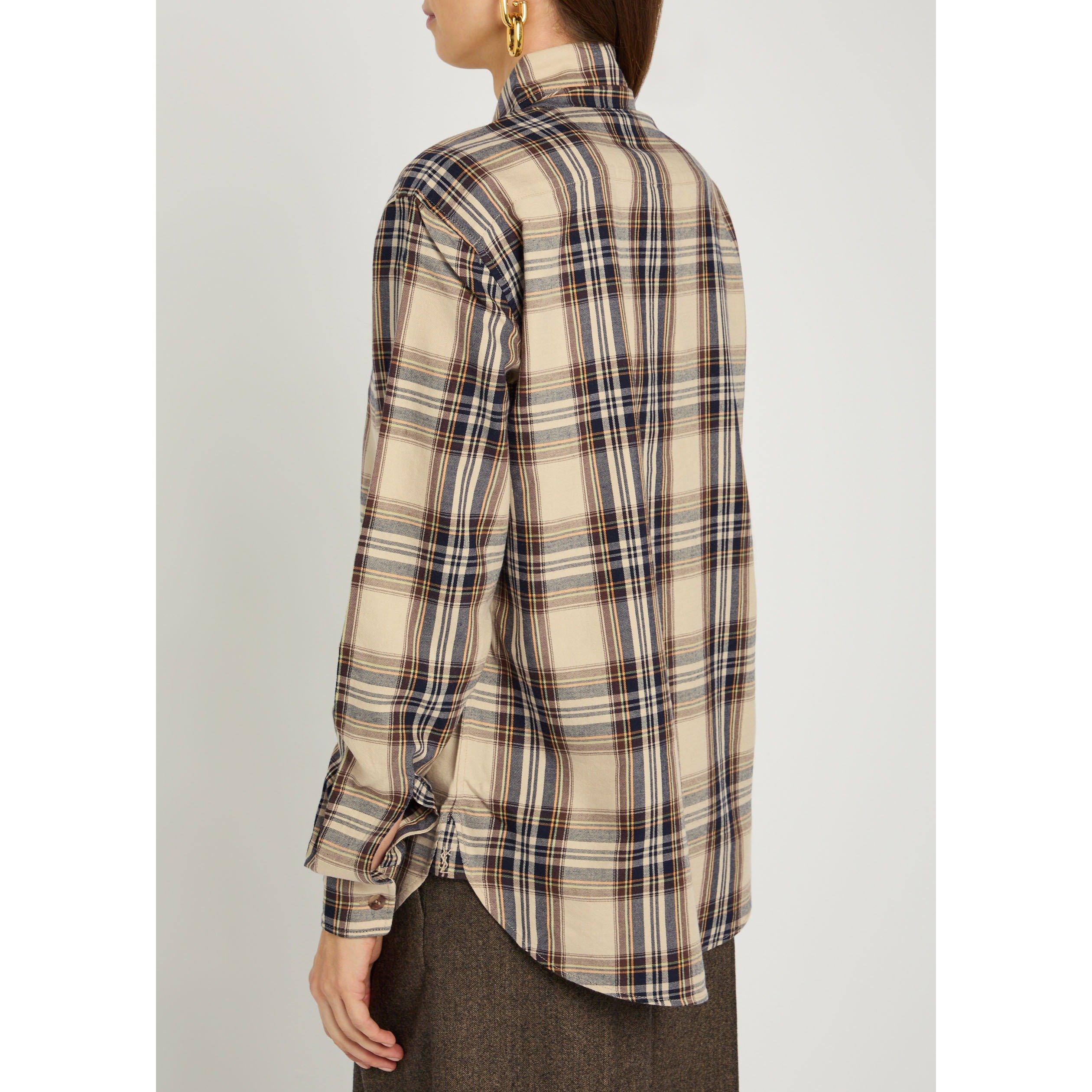 MULTICOLOURED 1 - Saint Laurent - Women's Cassan Check Cotton Relaxed-Fit Blouse - 3