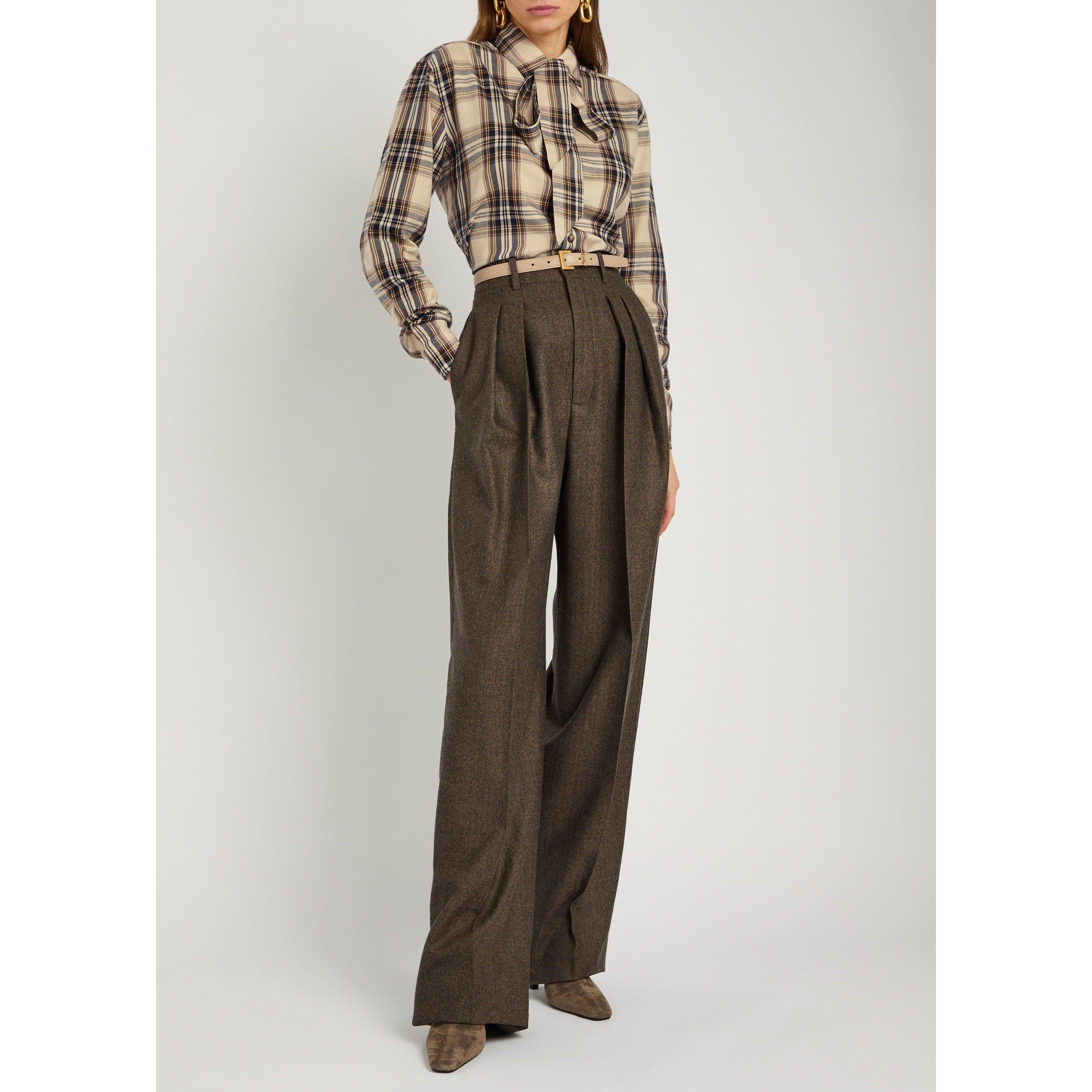MULTICOLOURED 1 - Saint Laurent - Women's Cassan Check Cotton Relaxed-Fit Blouse - 5