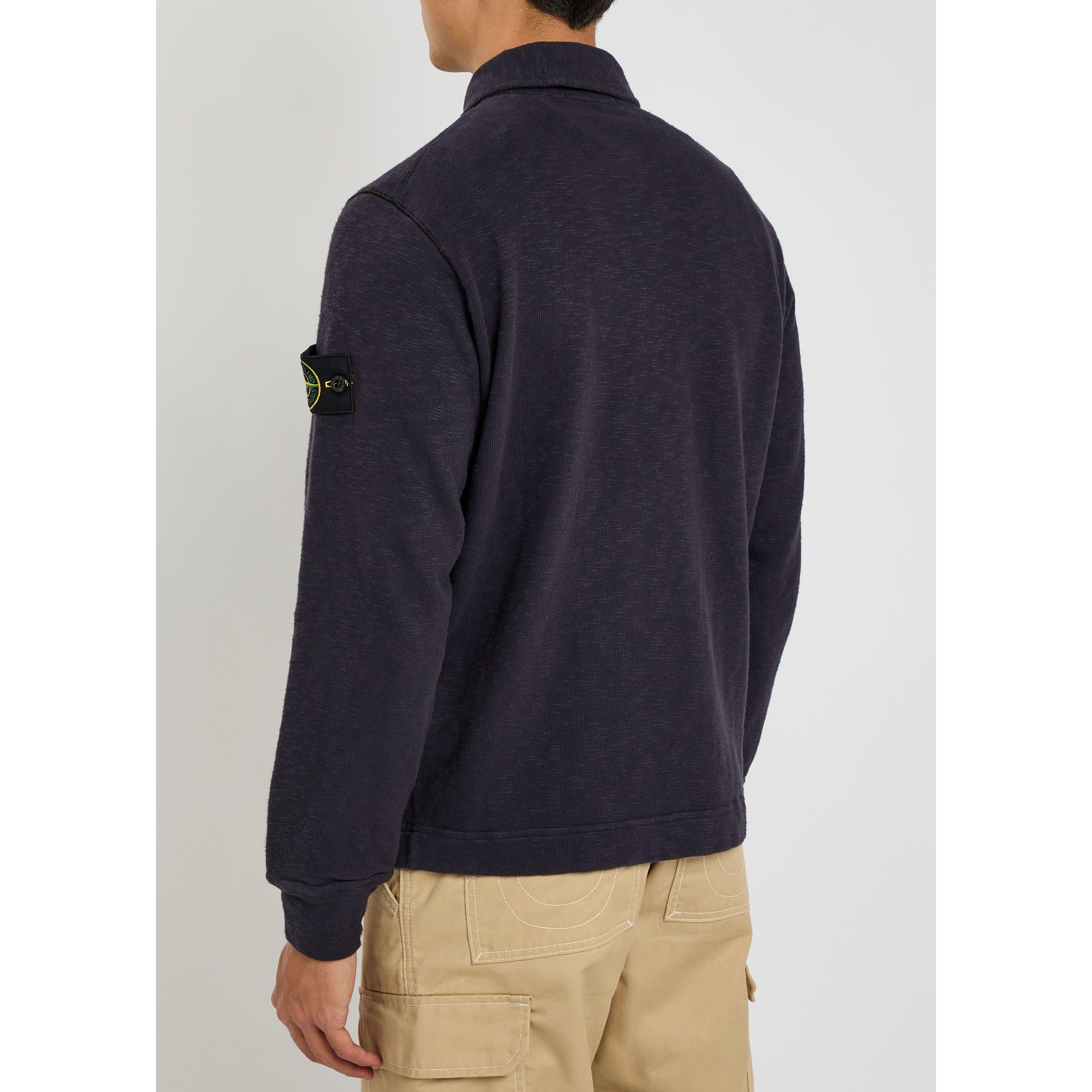 BLACK - Stone Island - Men's Cotton Long-Sleeve Polo Shirt - 3