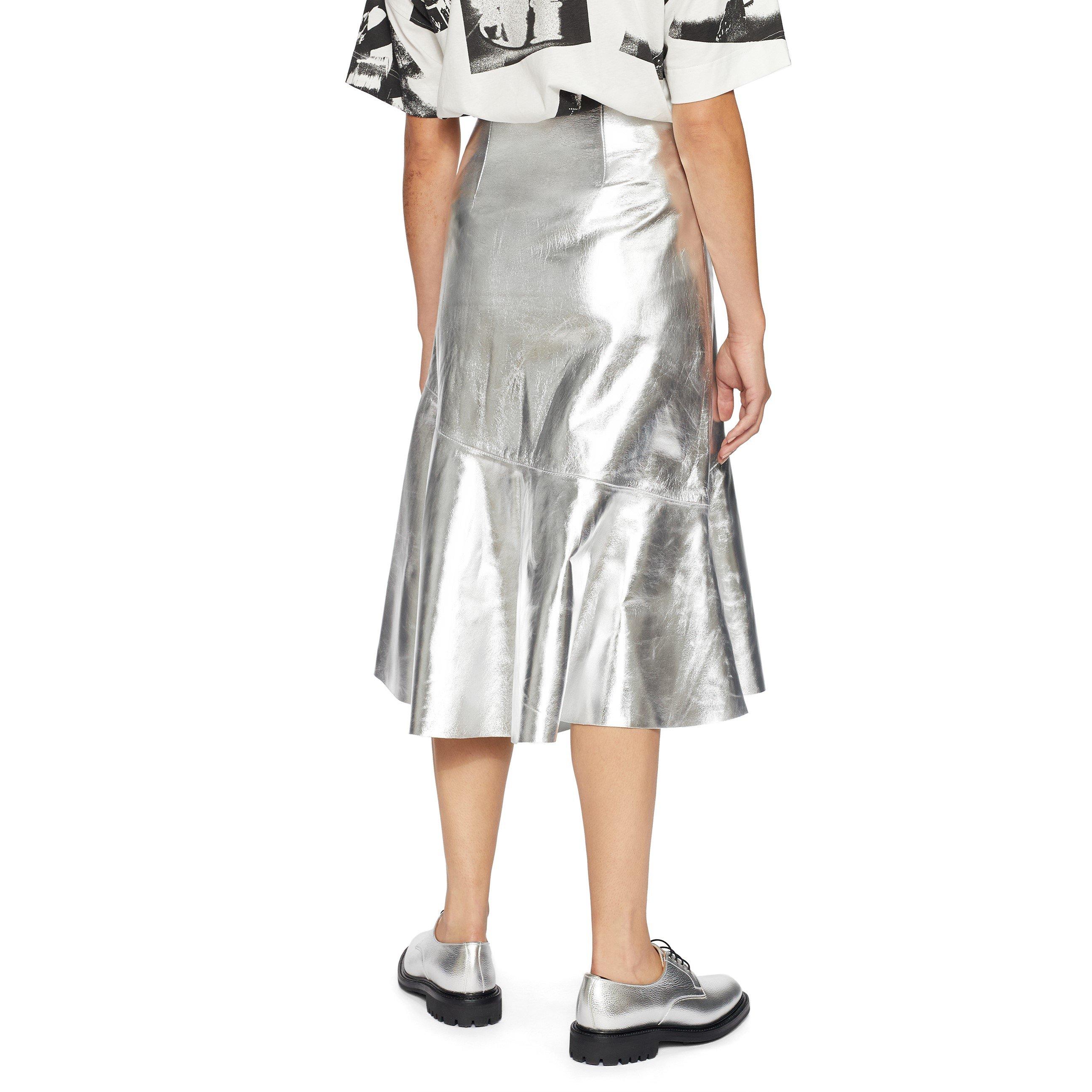 Silver - Ted Baker - Women's Asymmetrical Flared Midi Skirt - 2