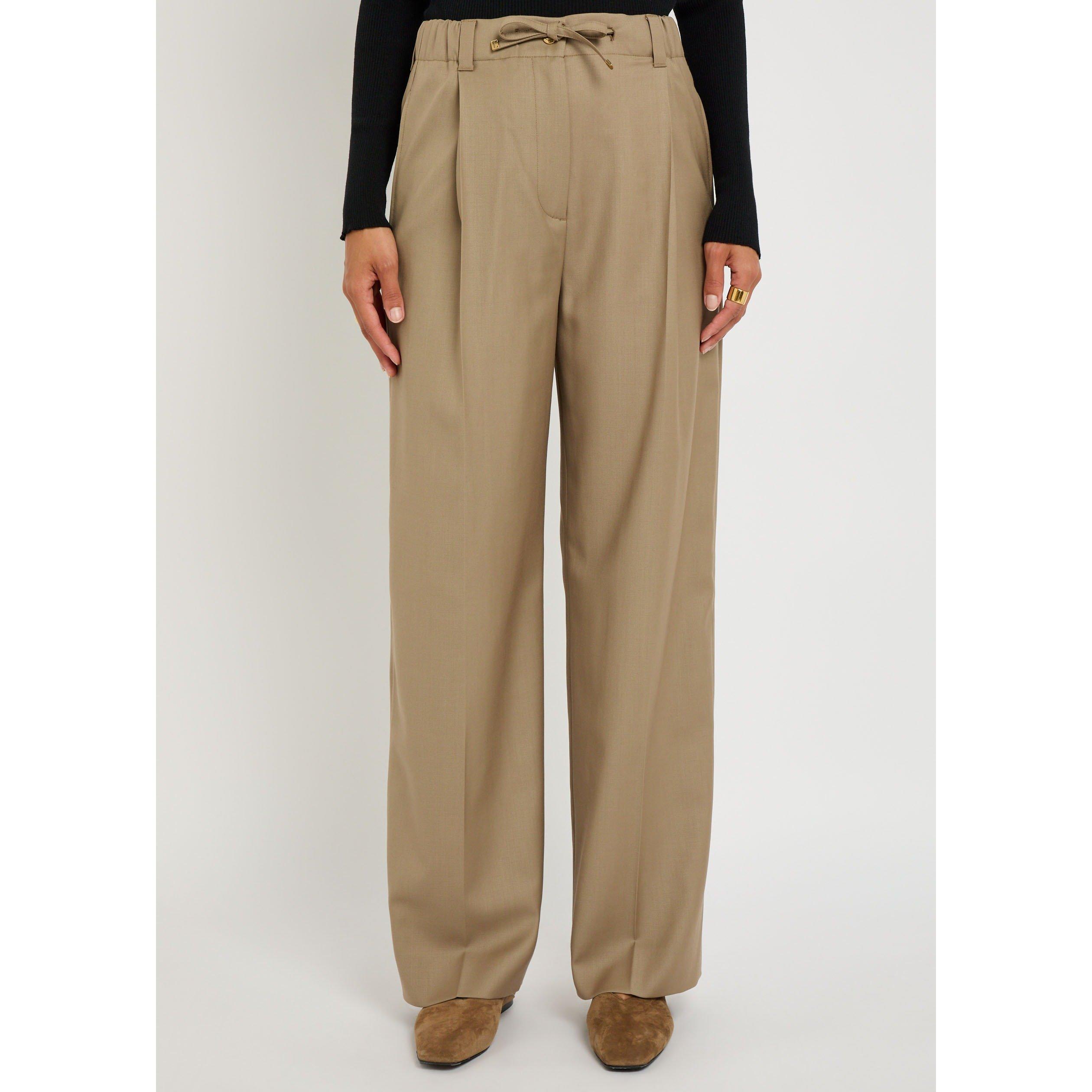 BEIGE - Moncler - Women's Wool Straight Leg Trousers - 2