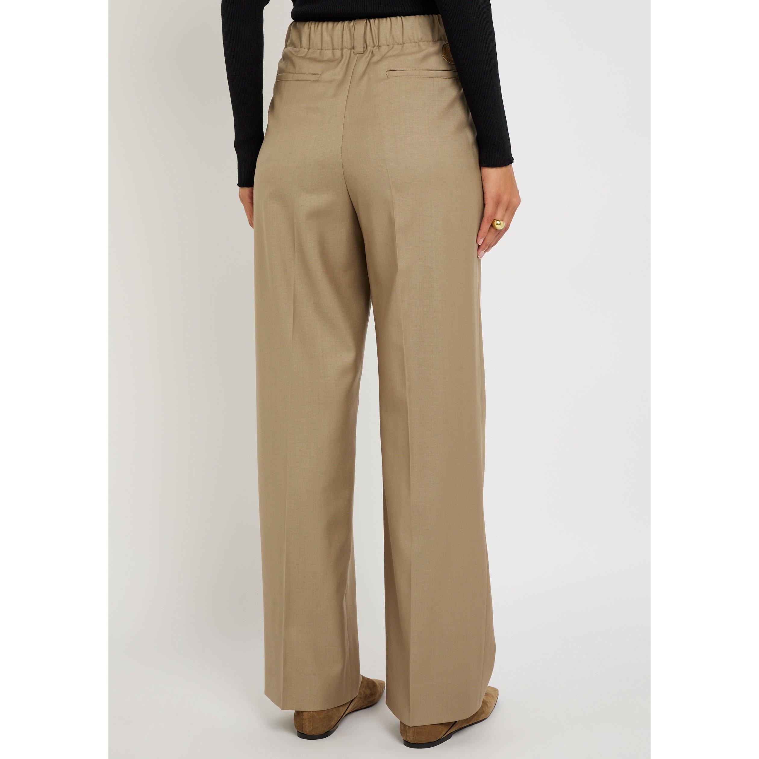 BEIGE - Moncler - Women's Wool Straight Leg Trousers - 3