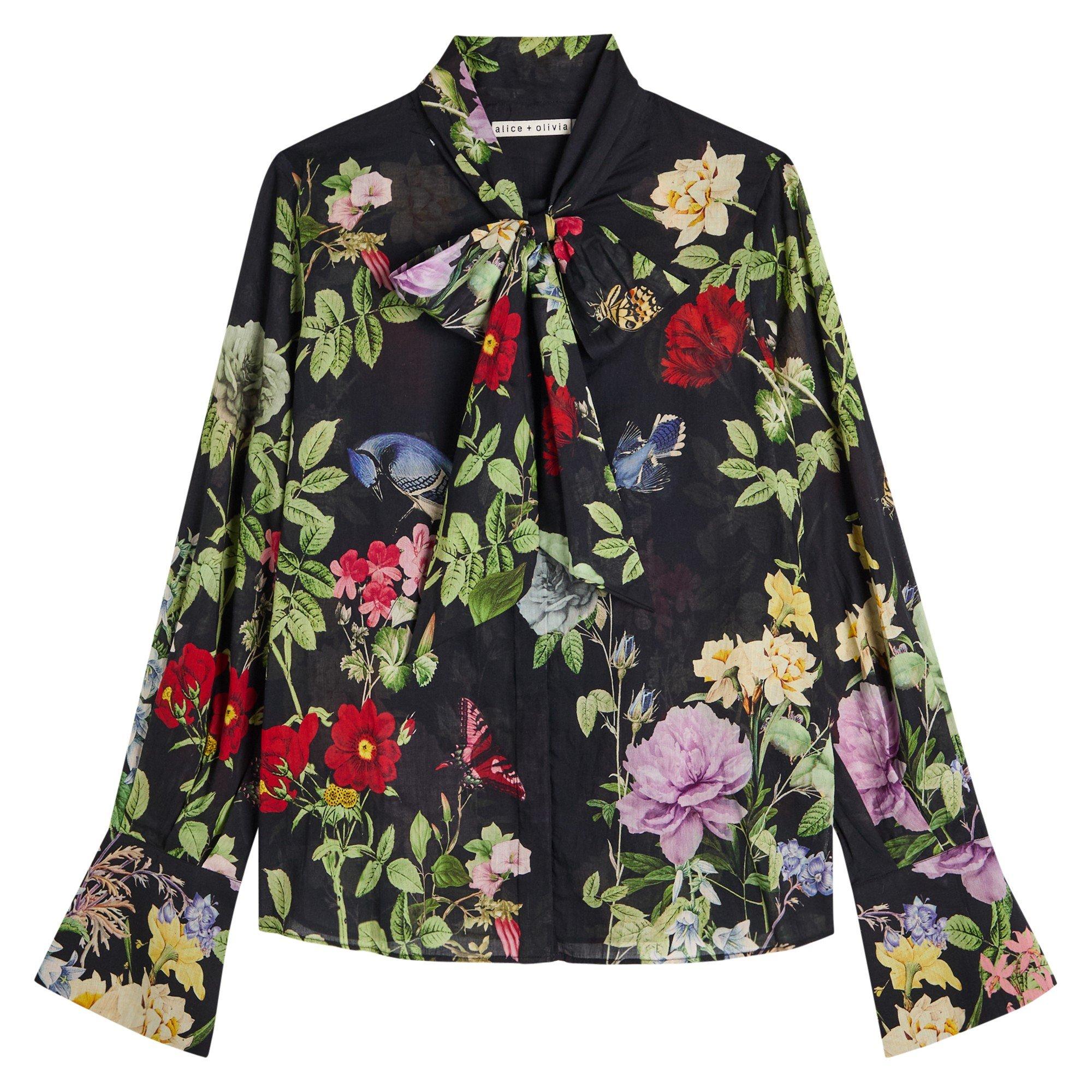 BLACK AND OTHER - Alice And Olivia - B LLOYD FLORAL BTN DWN BLOUSE