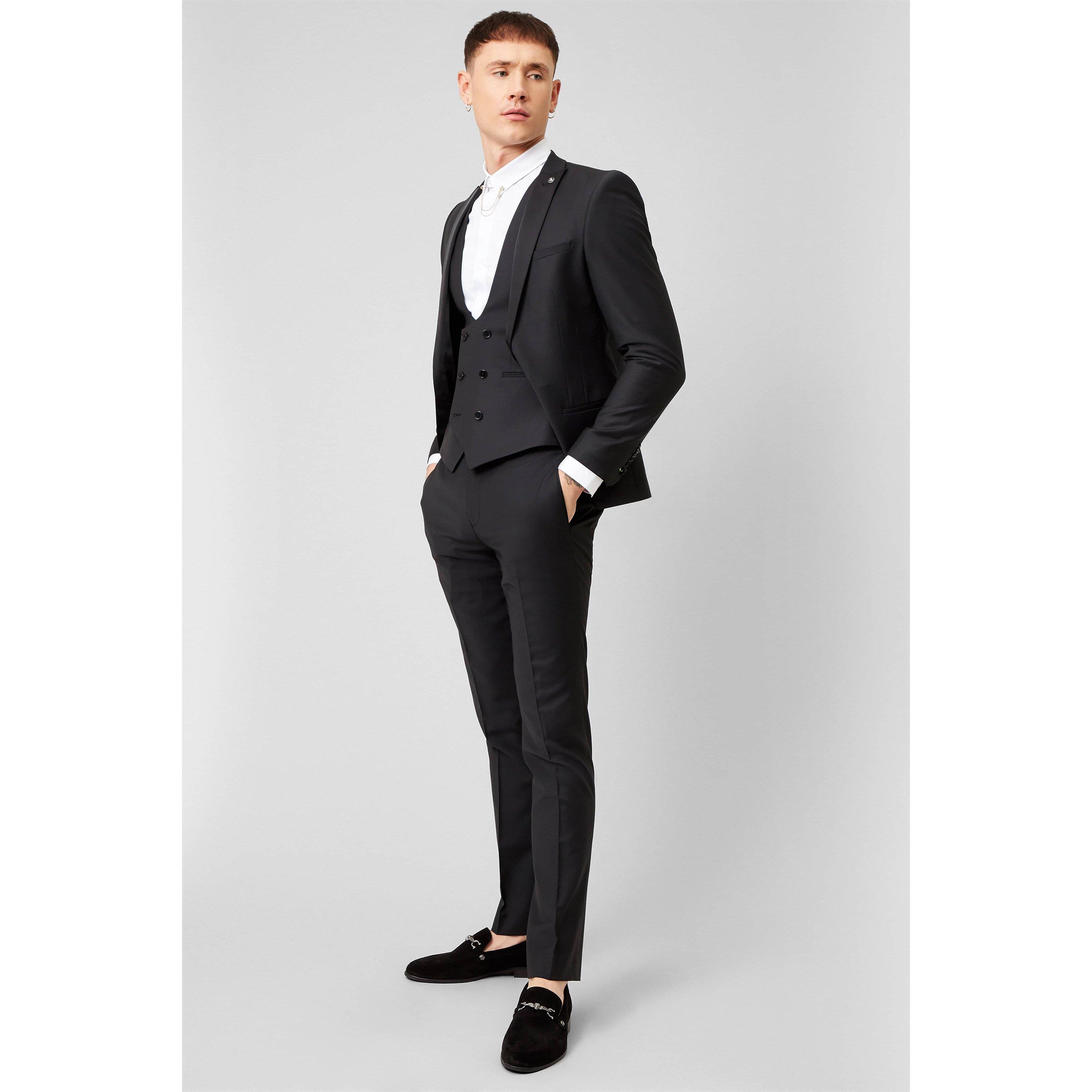 Black - Twisted Tailor - Kingdon Skinny Tux Suit Trouser - 5