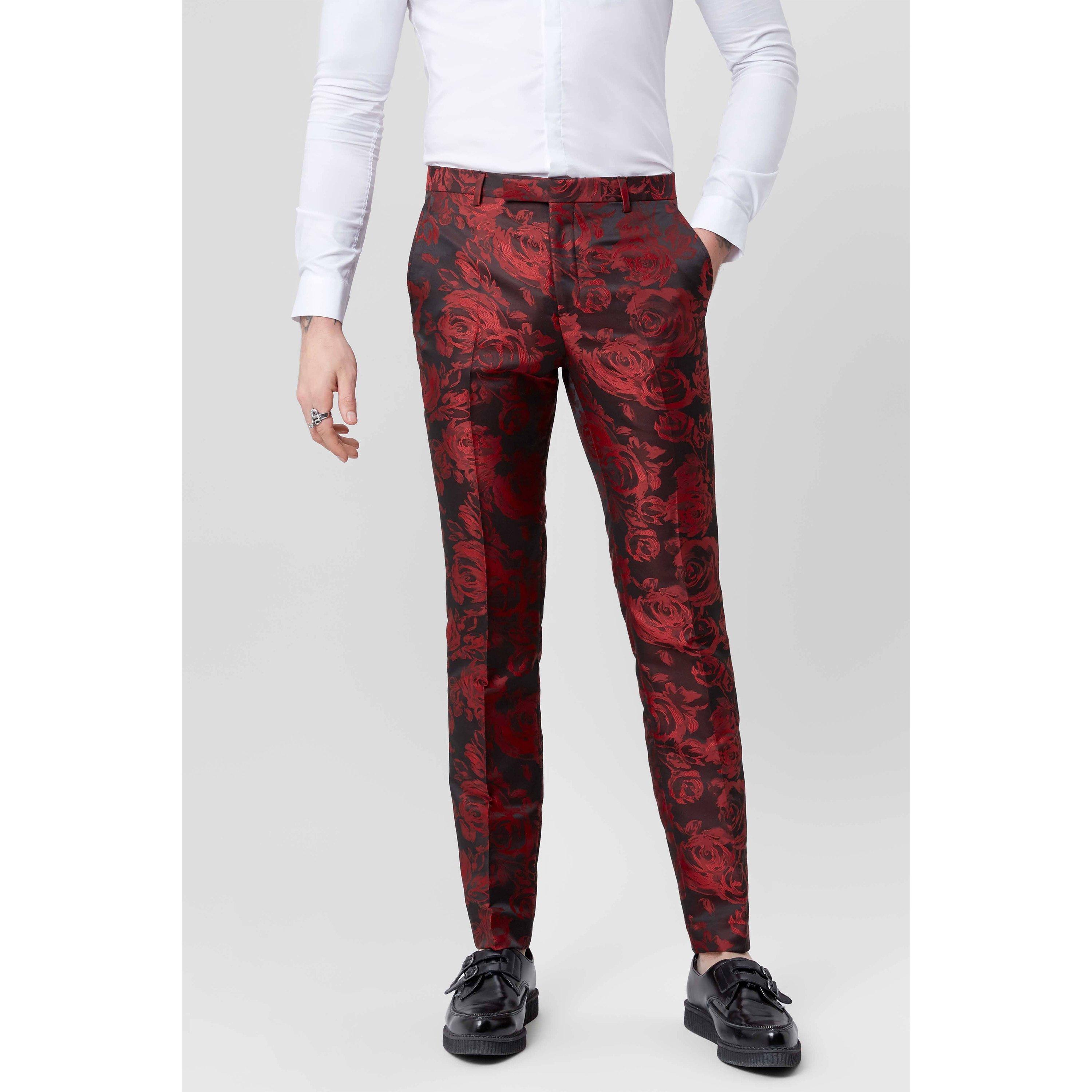 Red/Black - Twisted Tailor - Ersat Skinny Fit Tux Trouser - 1