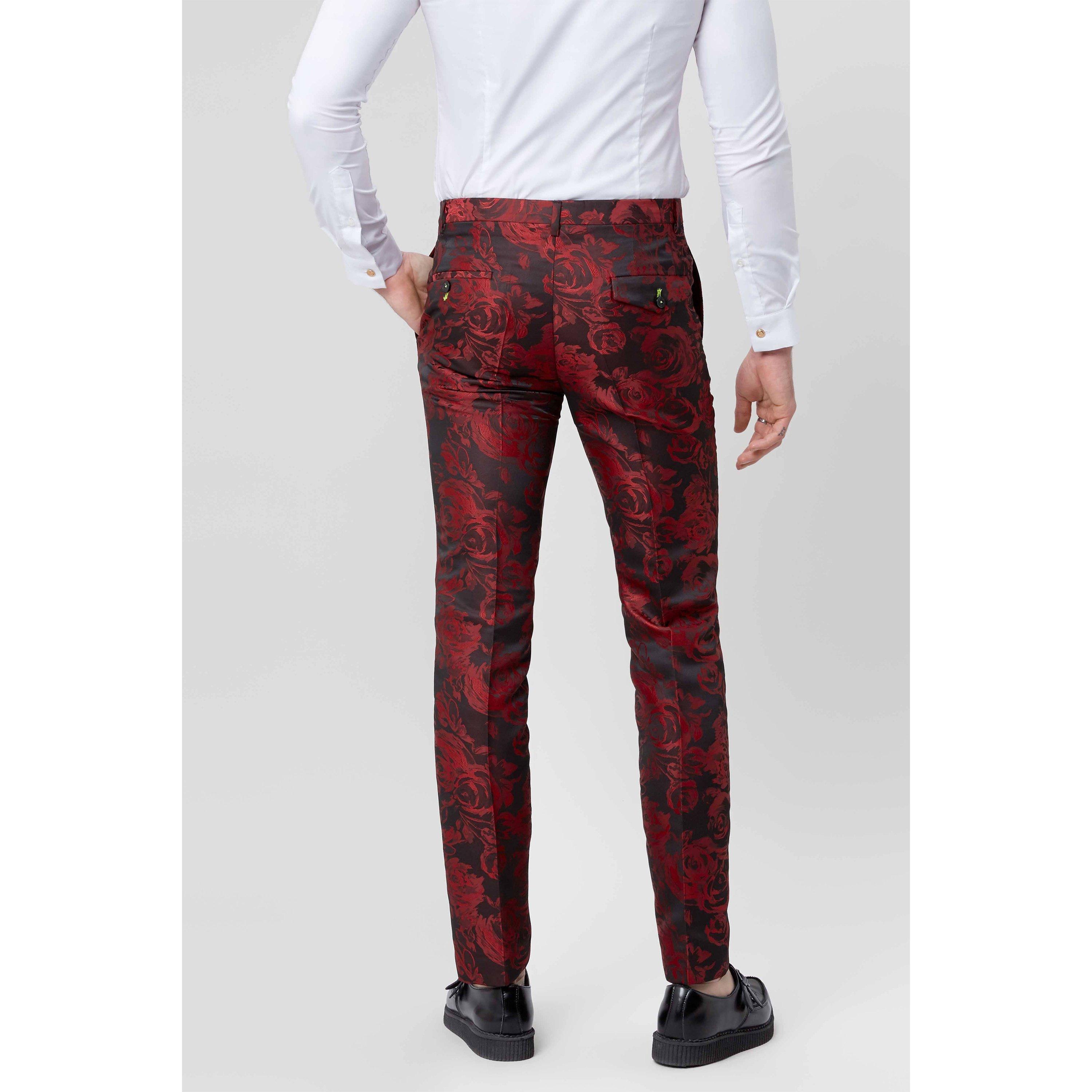 Red/Black - Twisted Tailor - Ersat Skinny Fit Tux Trouser - 2
