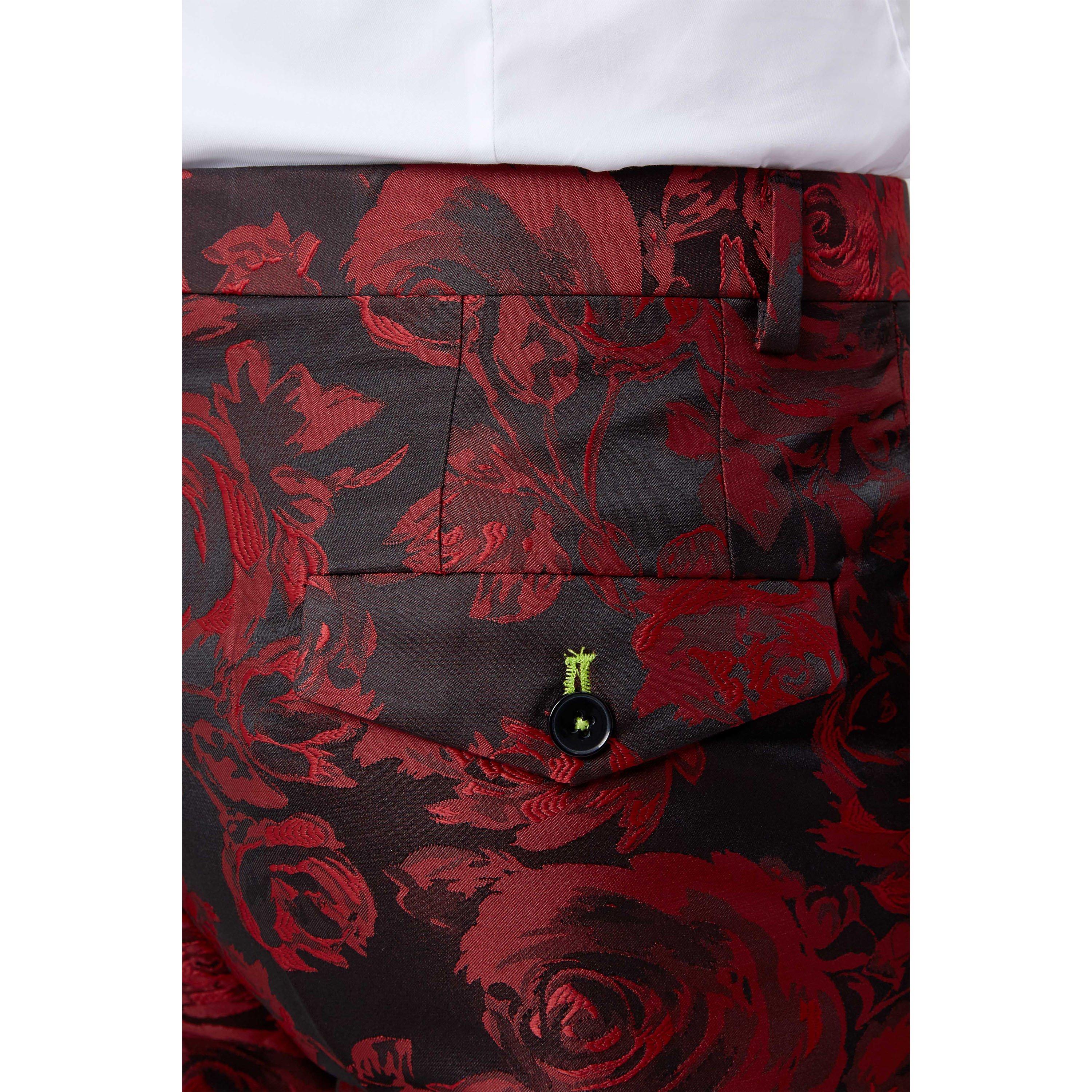 Red/Black - Twisted Tailor - Ersat Skinny Fit Tux Trouser - 3