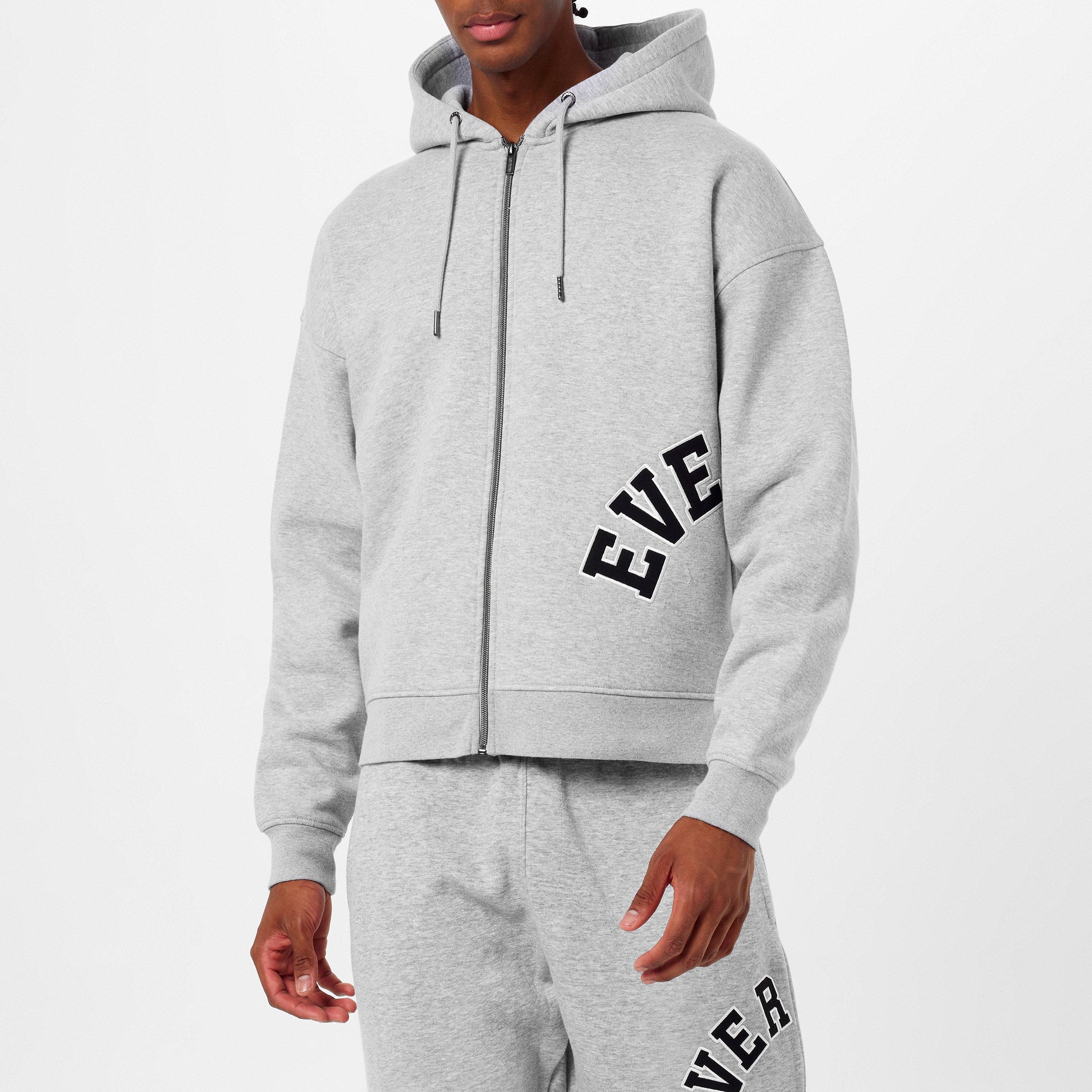 Grey Marl - Everlast - Large Logo Zip Hoodie - 1
