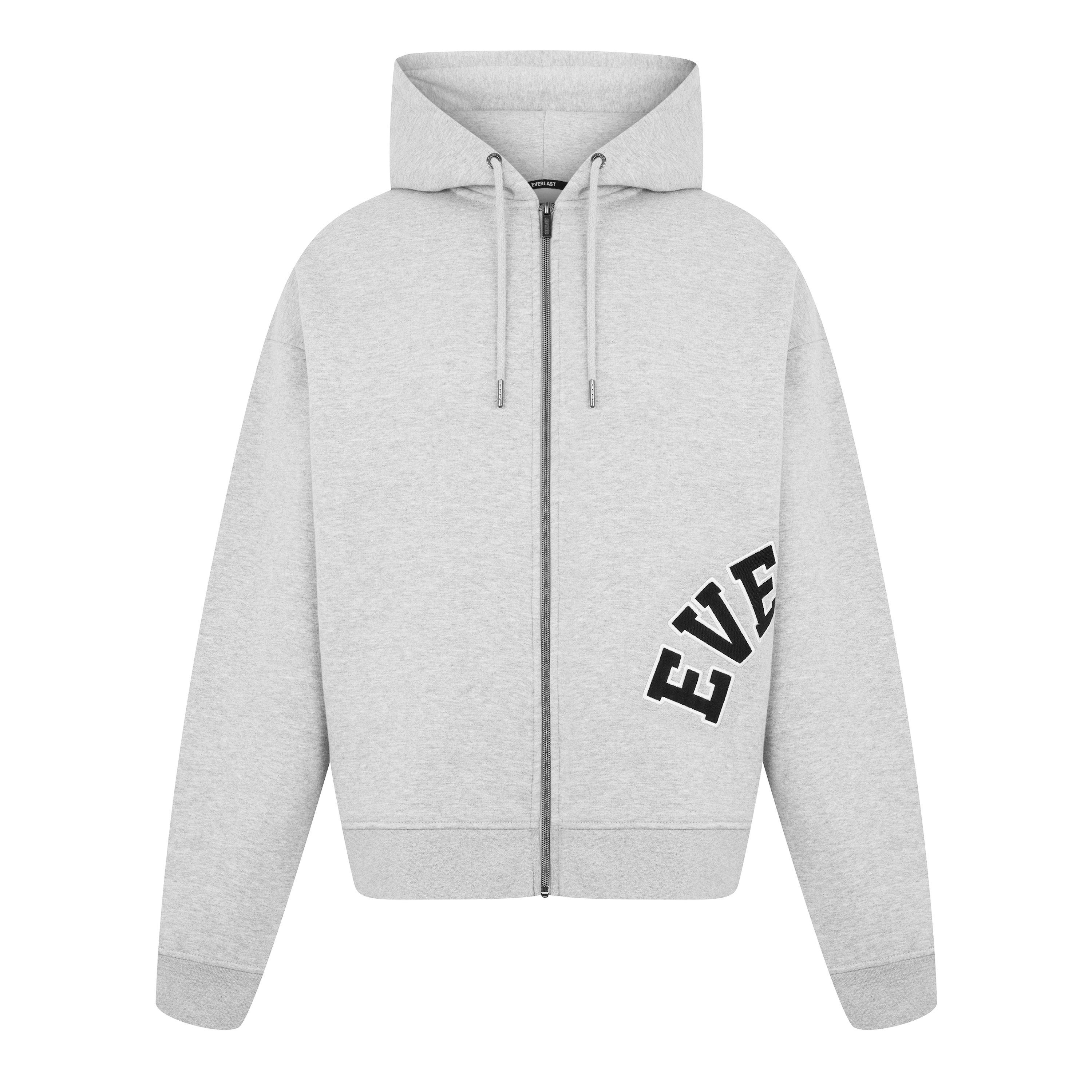 Grey Marl - Everlast - Large Logo Zip Hoodie - 5