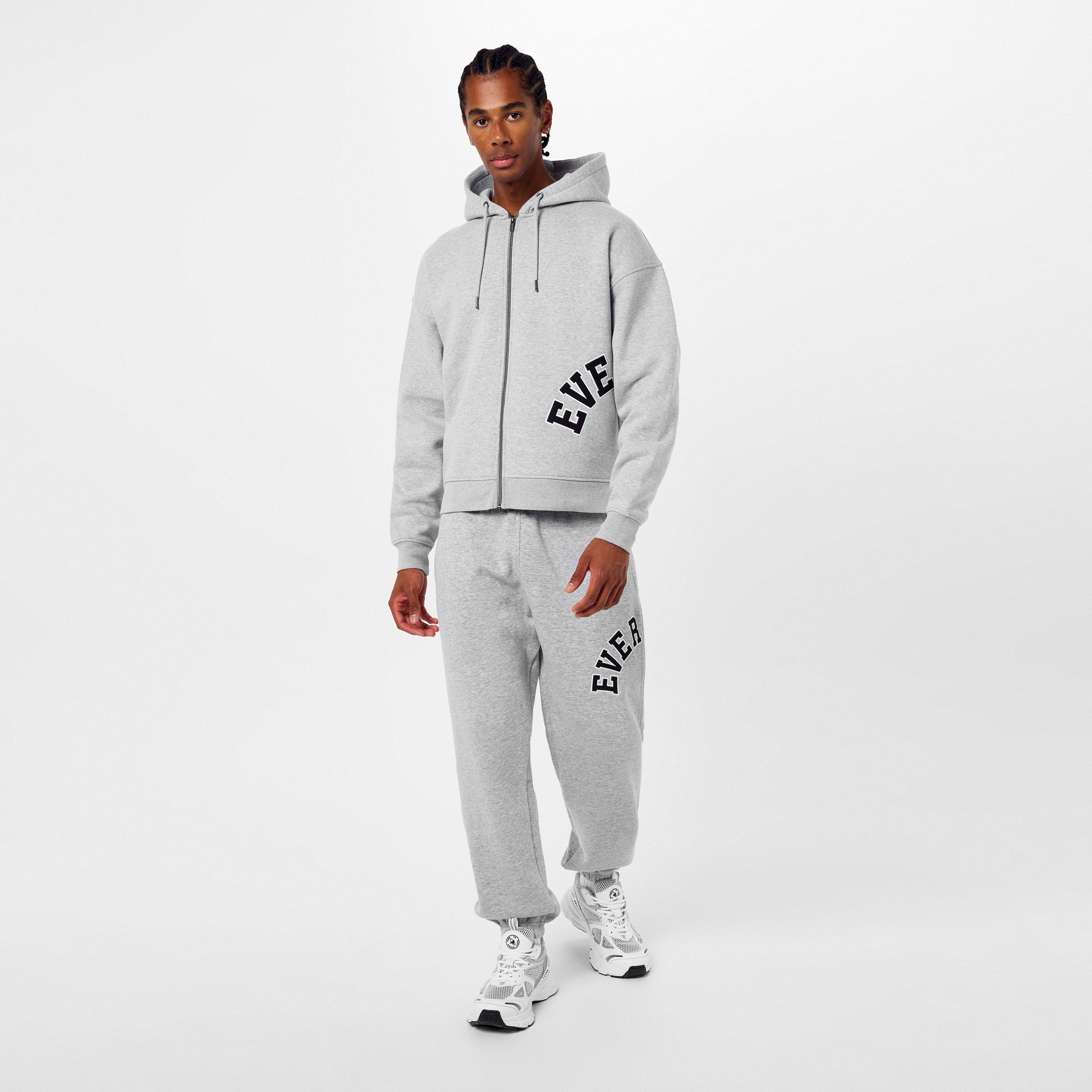 Grey Marl - Everlast - Large Logo Zip Hoodie - 4