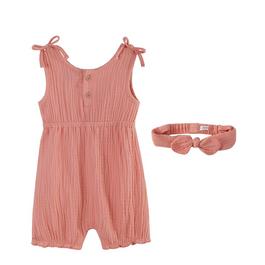 Hello World Baby Girl Playsuit and Headband Set