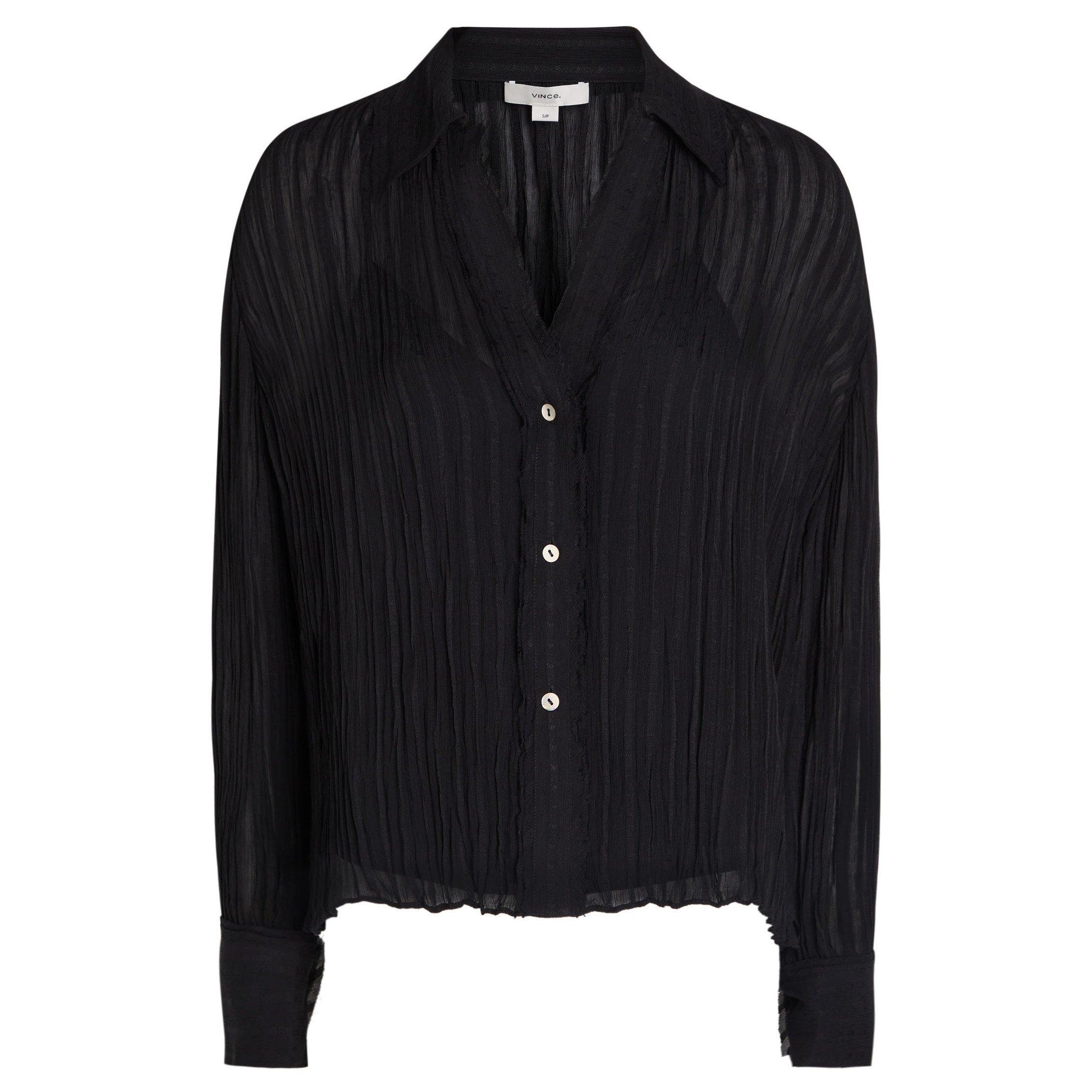 BLACK - Vince - B CRUSHED STRIPE LS SHIRT