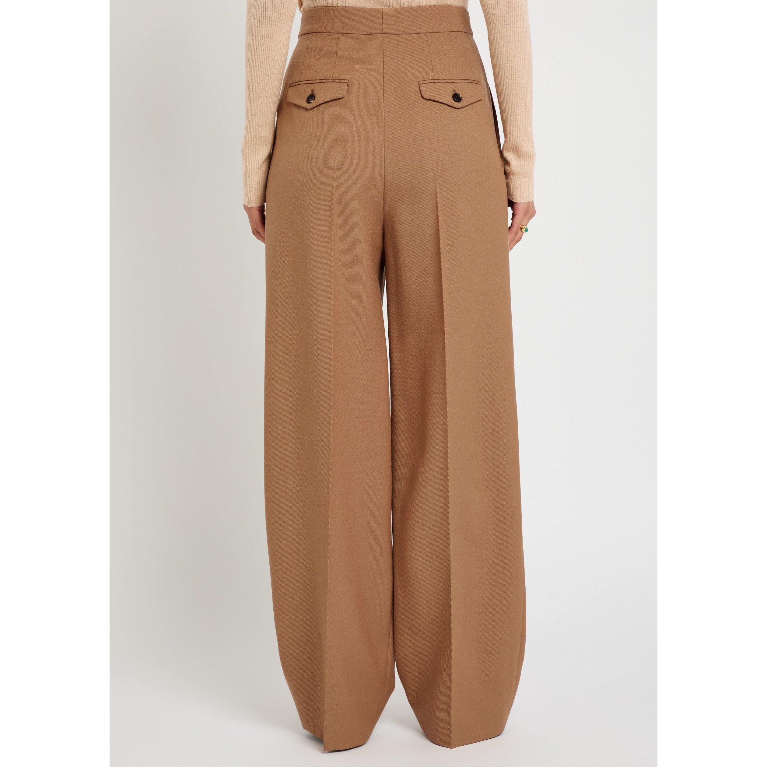 BROWN - Chloe - Women's Darted Wool Straight-Leg Trousers - 3