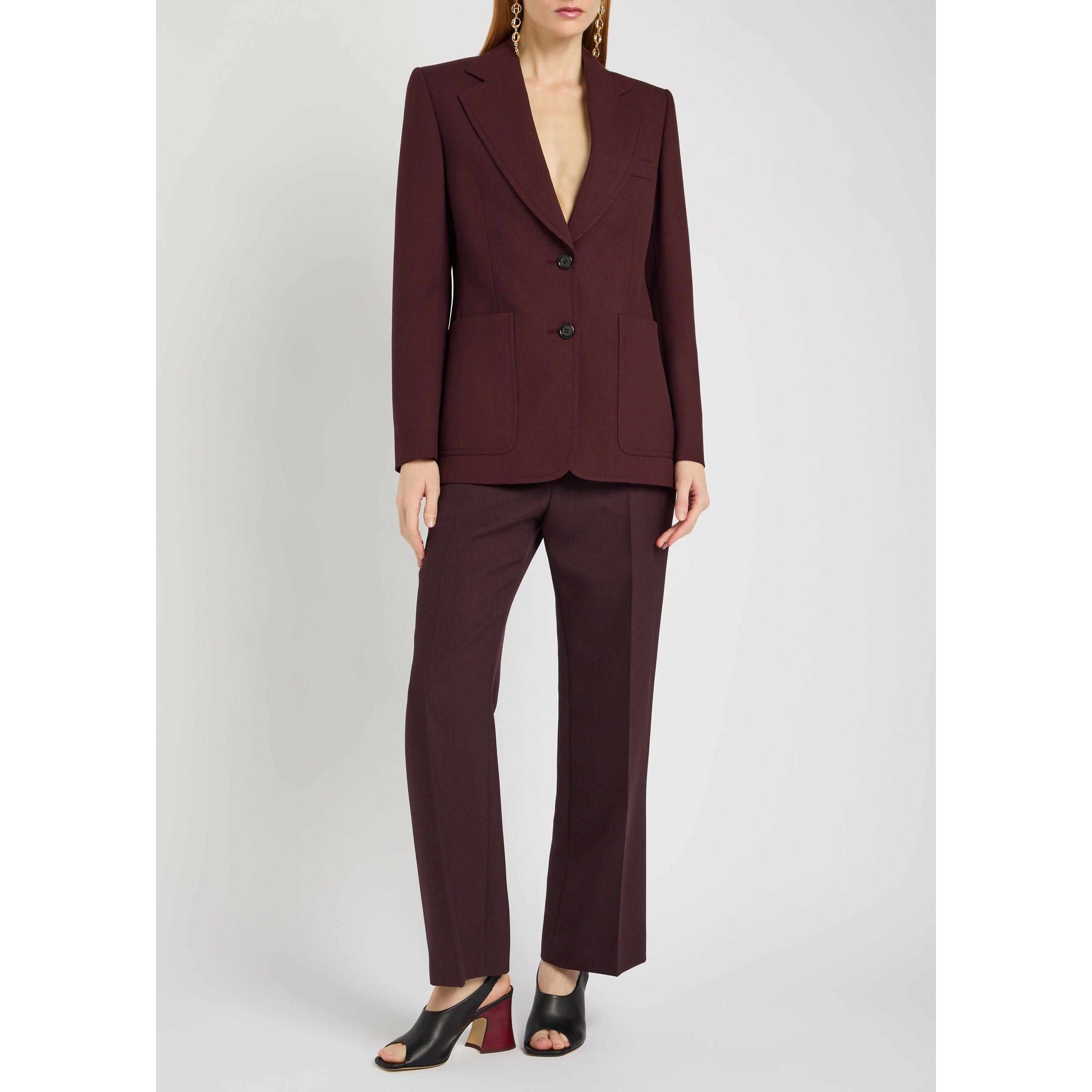 PURPLE - Chloe - Women's Wool High-Rise Straight-Leg Trousers - 5