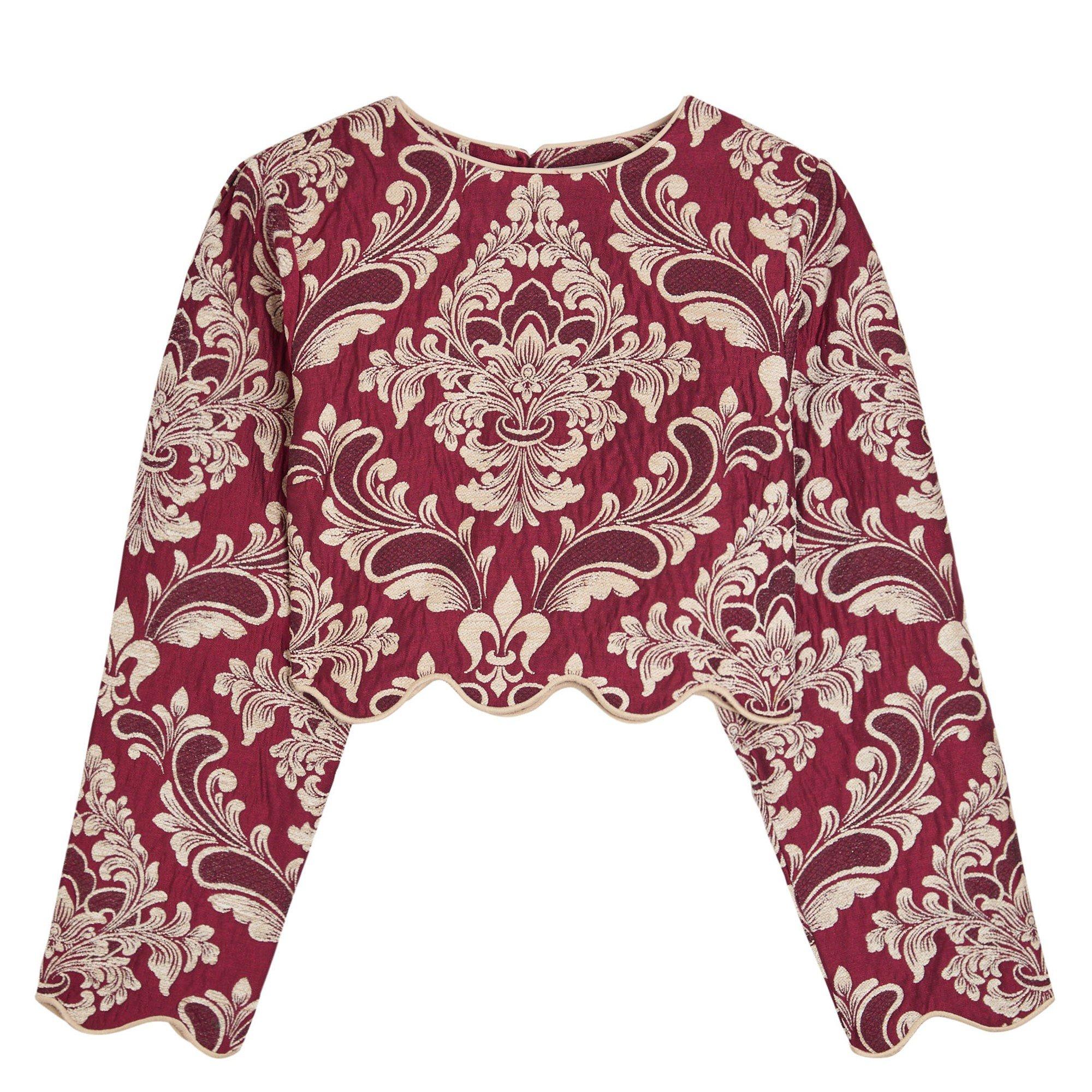 RED AND OTHER - FARM Rio - T JACQUARD WAVES LS TOP