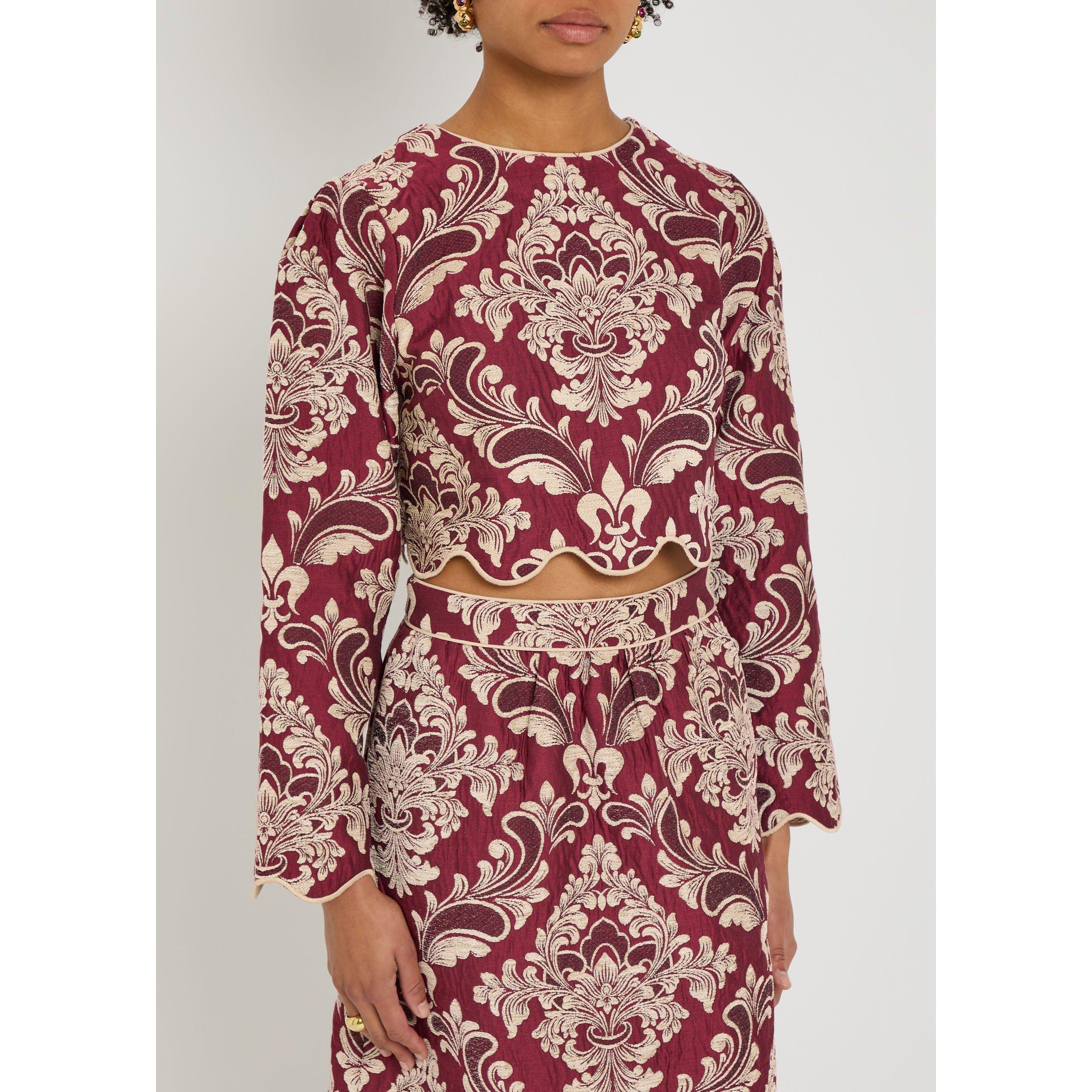 RED AND OTHER - FARM Rio - Women's Jacquard Waves Long-Sleeve Oversized-Fit Blouse - 2