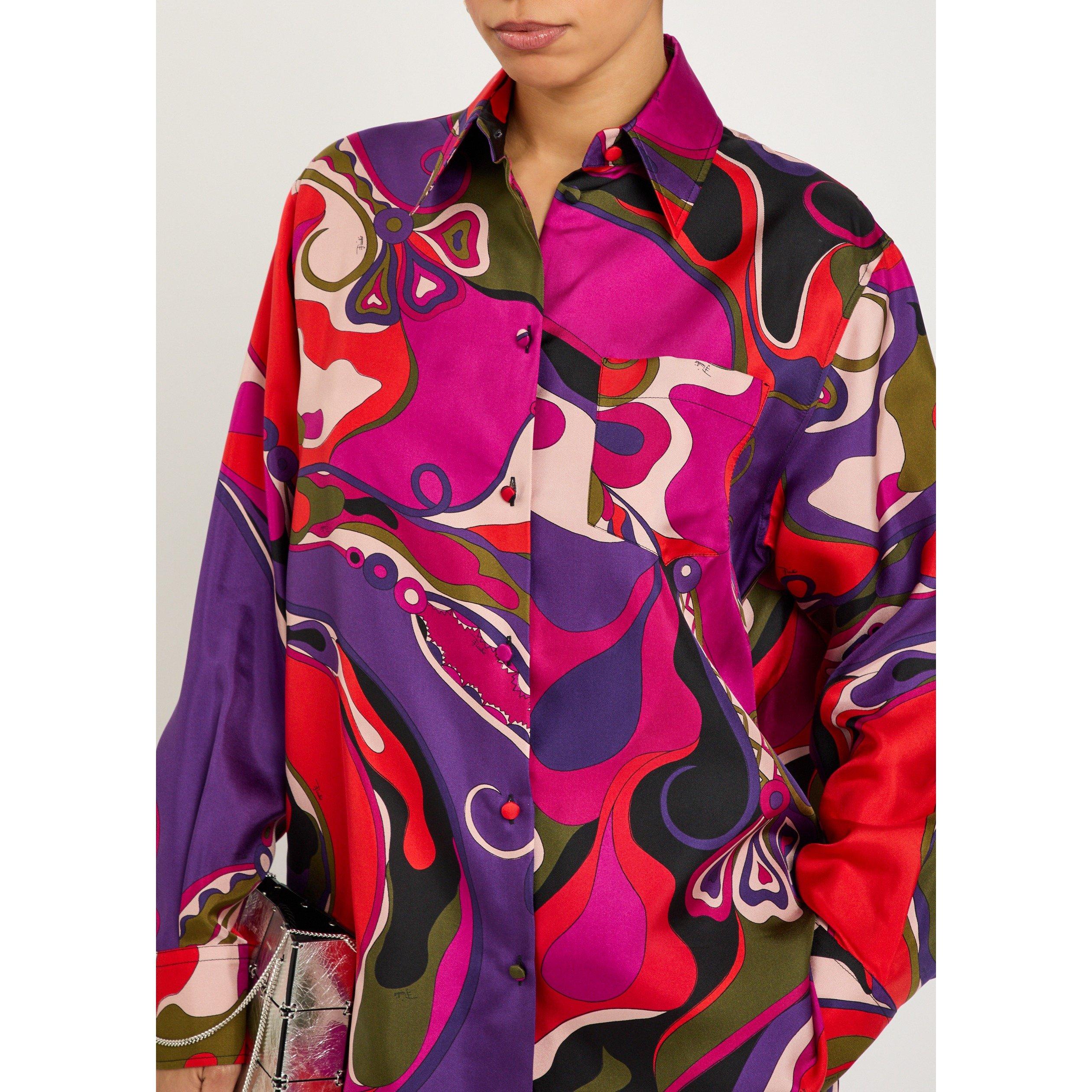 MULTICOLOURED 1 - PUCCI - Women's Long-Sleeve Printed Silk Blouse - 4