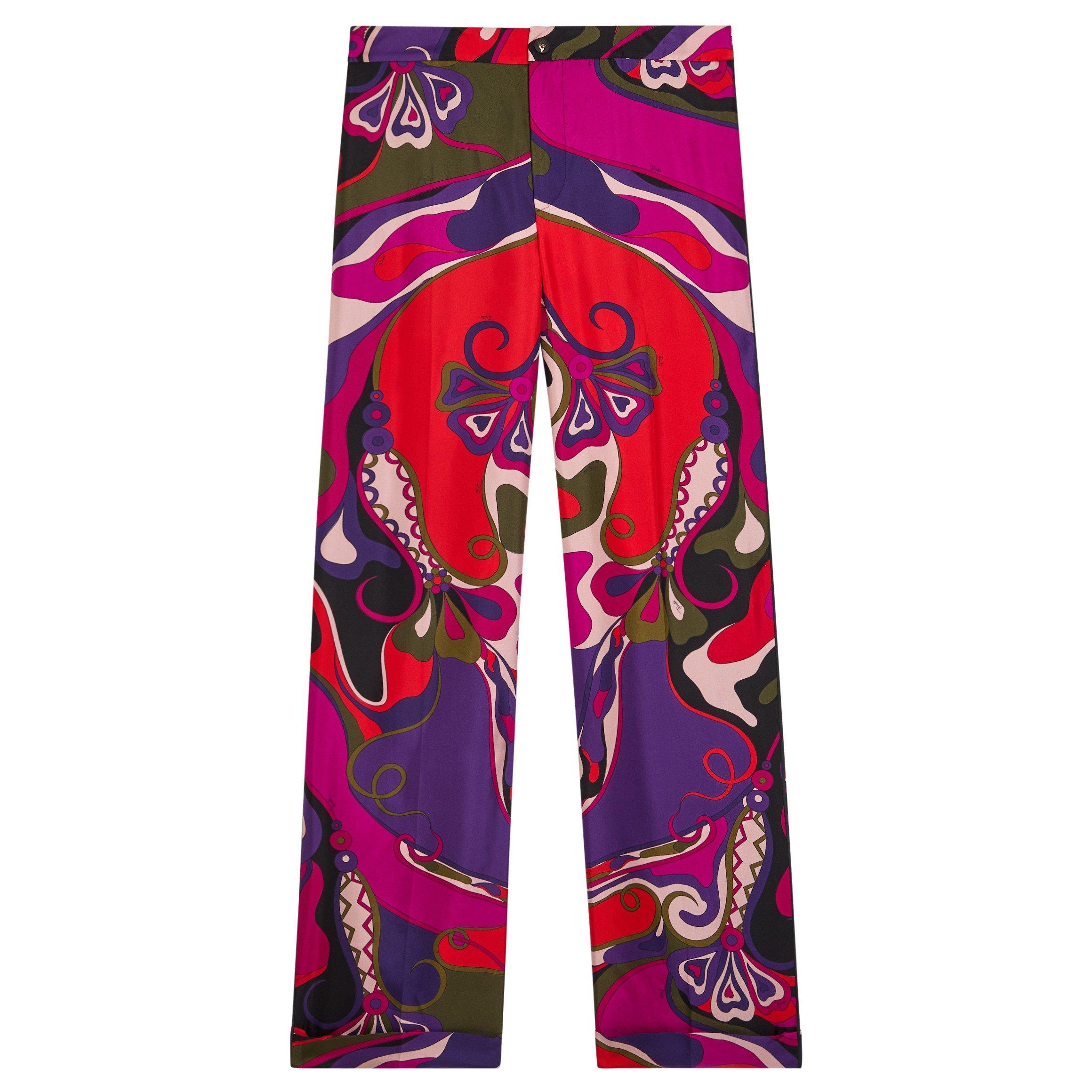 MULTICOLOURED 1 - PUCCI - Women's Silk Twill Straight Leg Trousers - 1