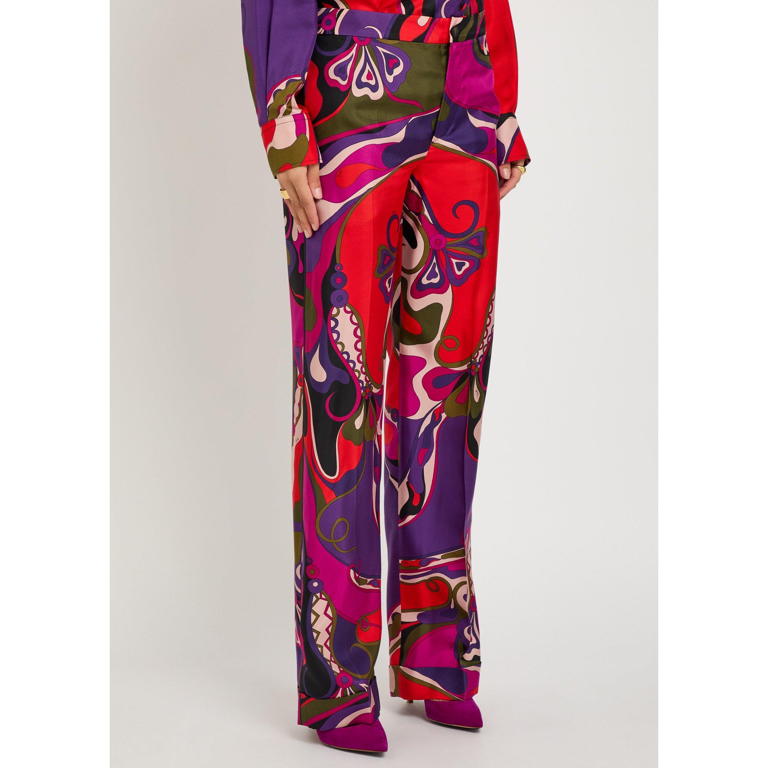 MULTICOLOURED 1 - PUCCI - Women's Silk Twill Straight Leg Trousers - 2