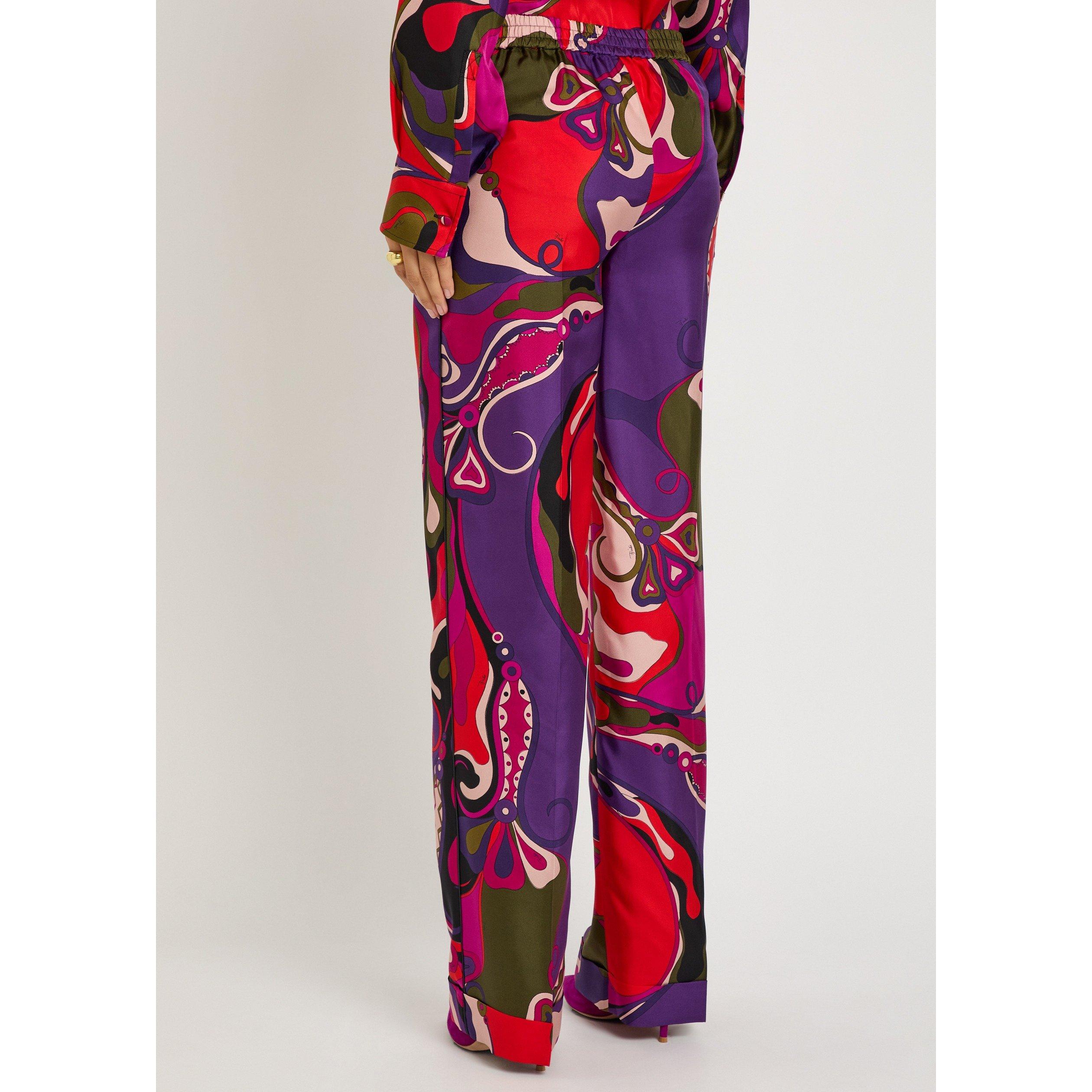 MULTICOLOURED 1 - PUCCI - Women's Silk Twill Straight Leg Trousers - 3